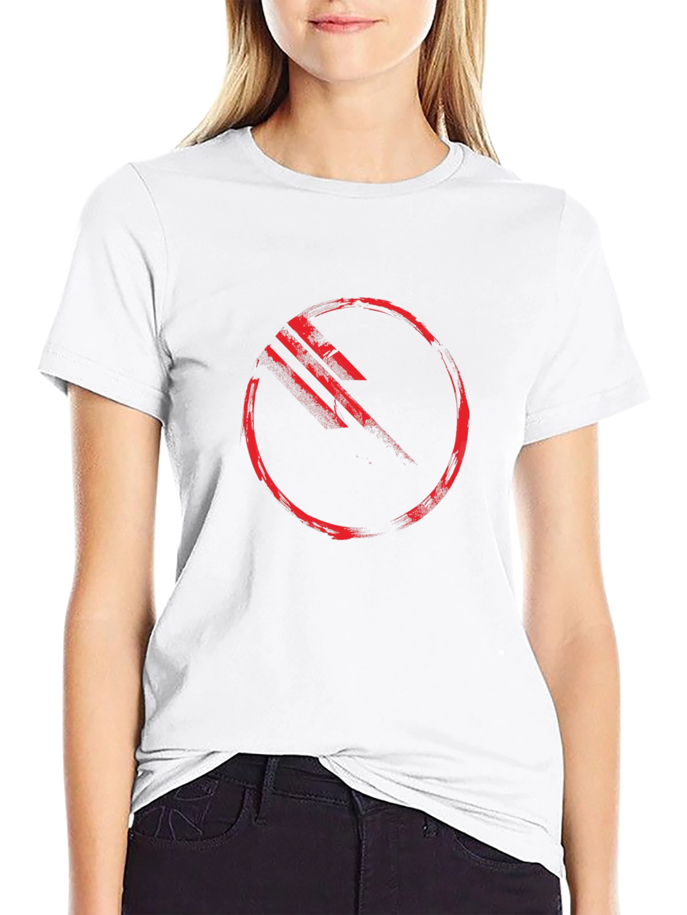 Graphic Print Crew Neck T-Shirt - Black