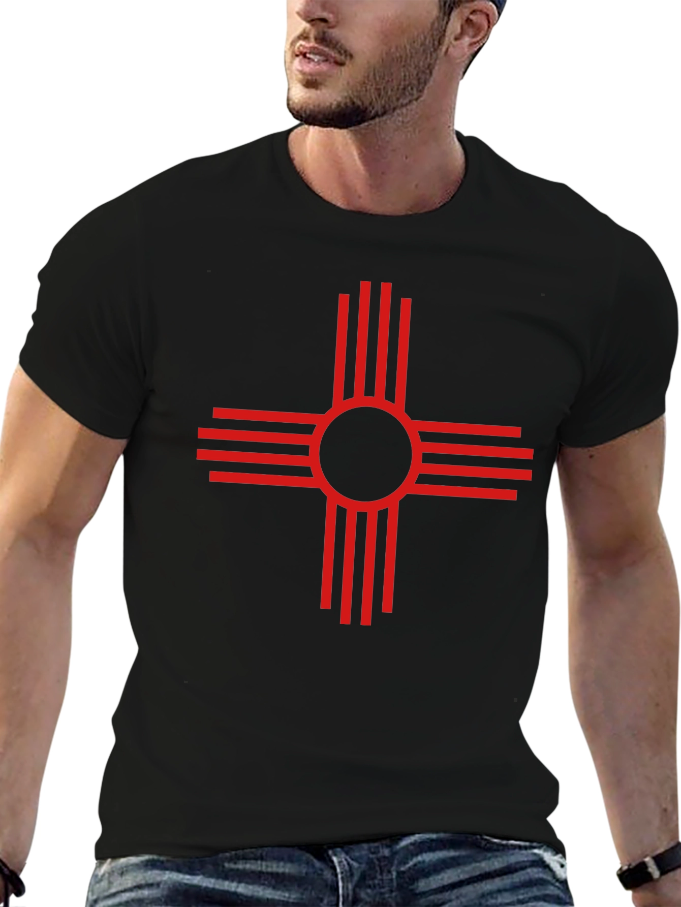 Red Zia Symbol Black Tee
