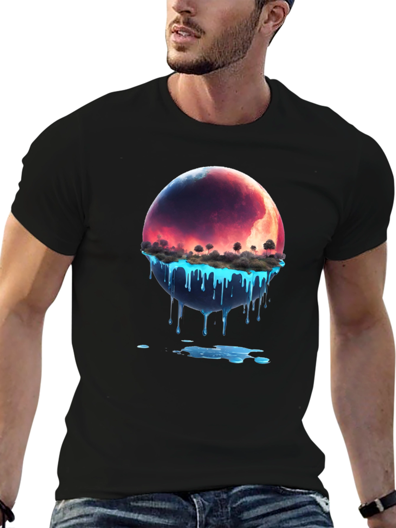 Melting Planet Graphic Tee - Unique Design