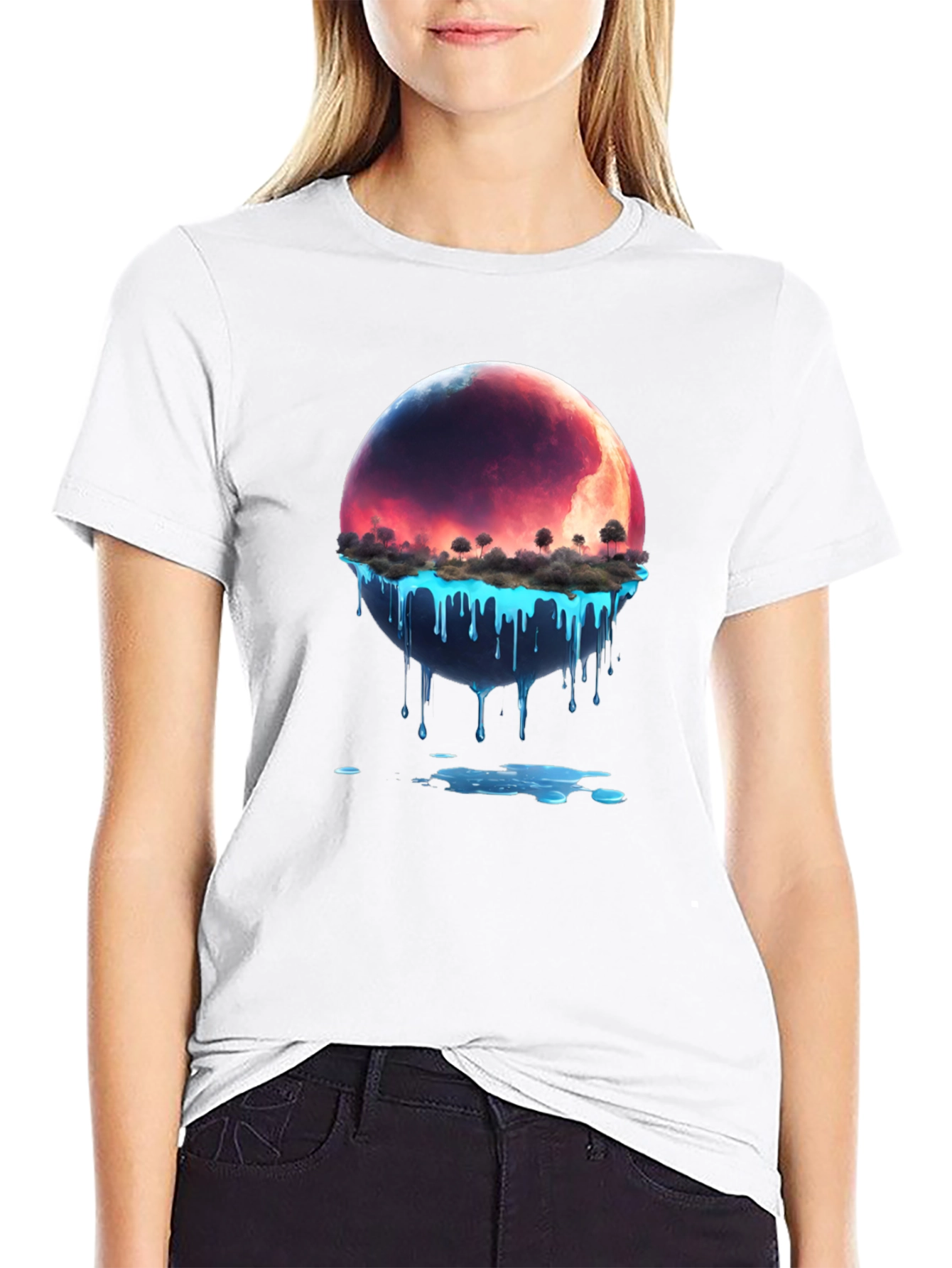 Melting Planet Graphic Tee - Unique Design