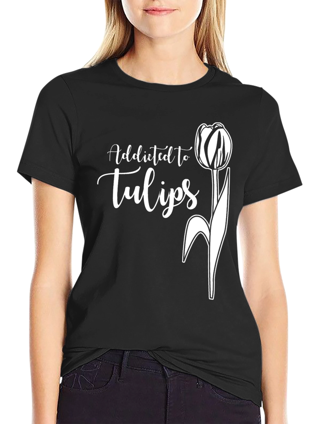 Addicted to Tulips Black Graphic Tee