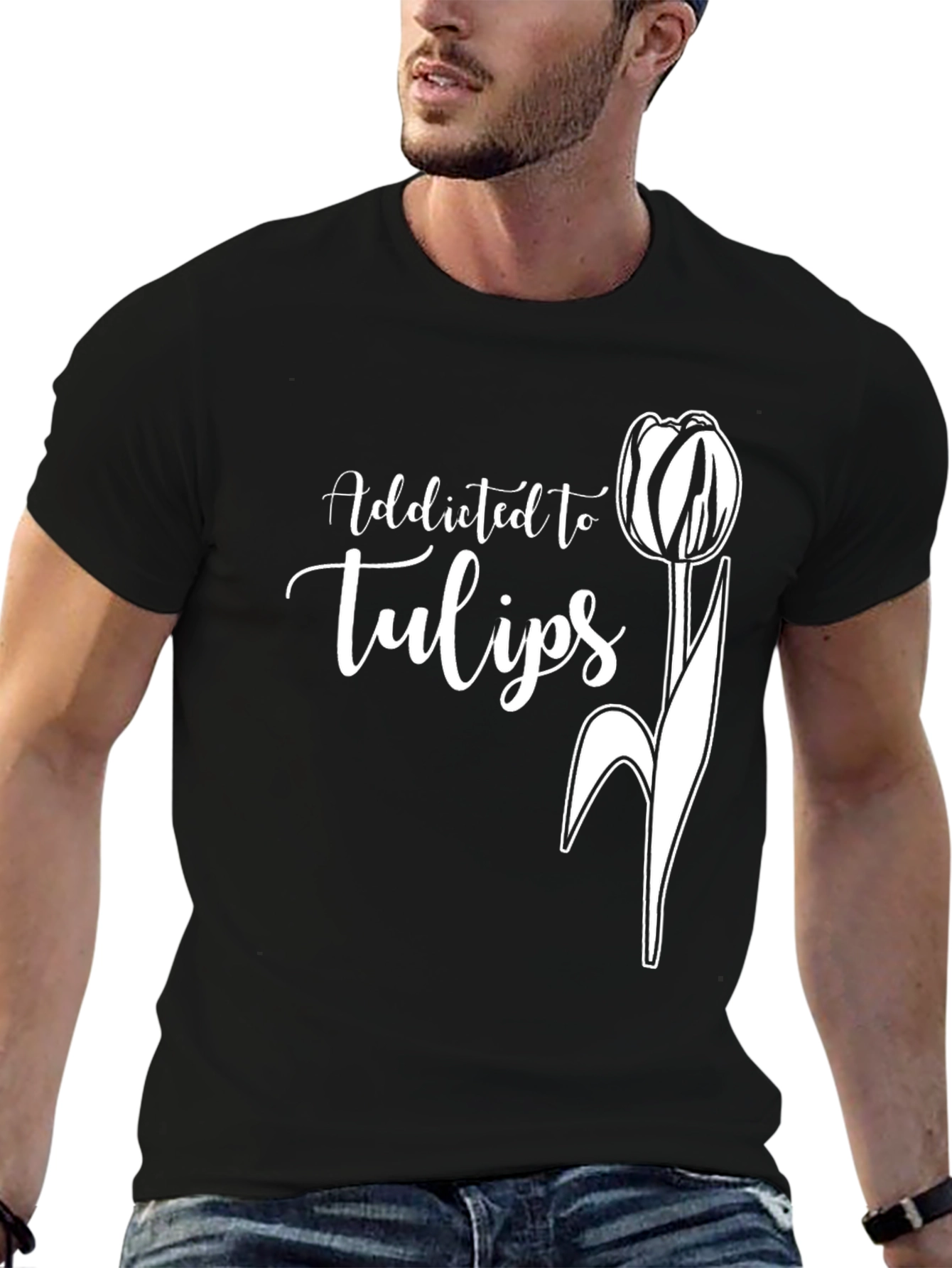 Addicted to Tulips Black Graphic Tee