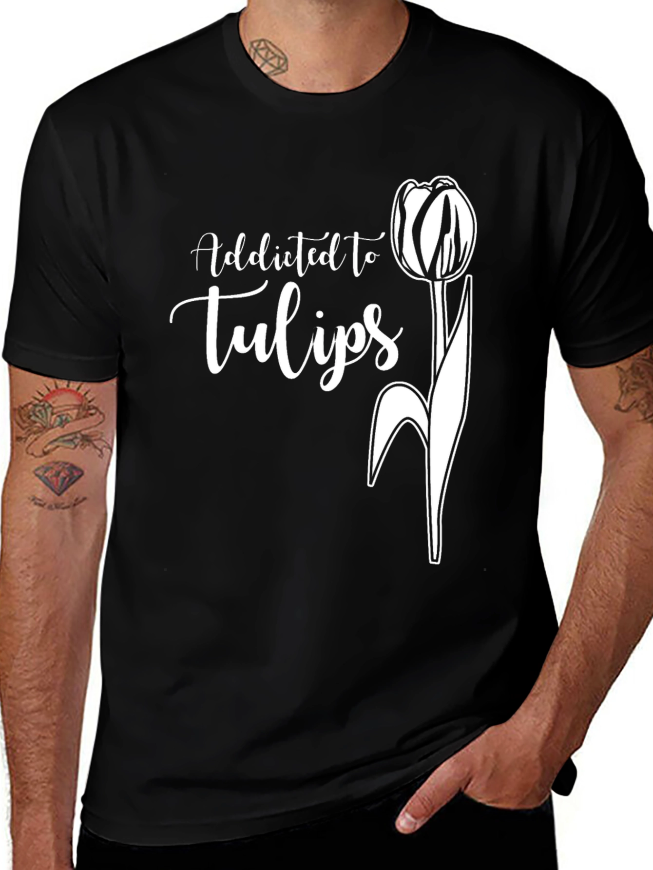 Addicted to Tulips Black Graphic Tee