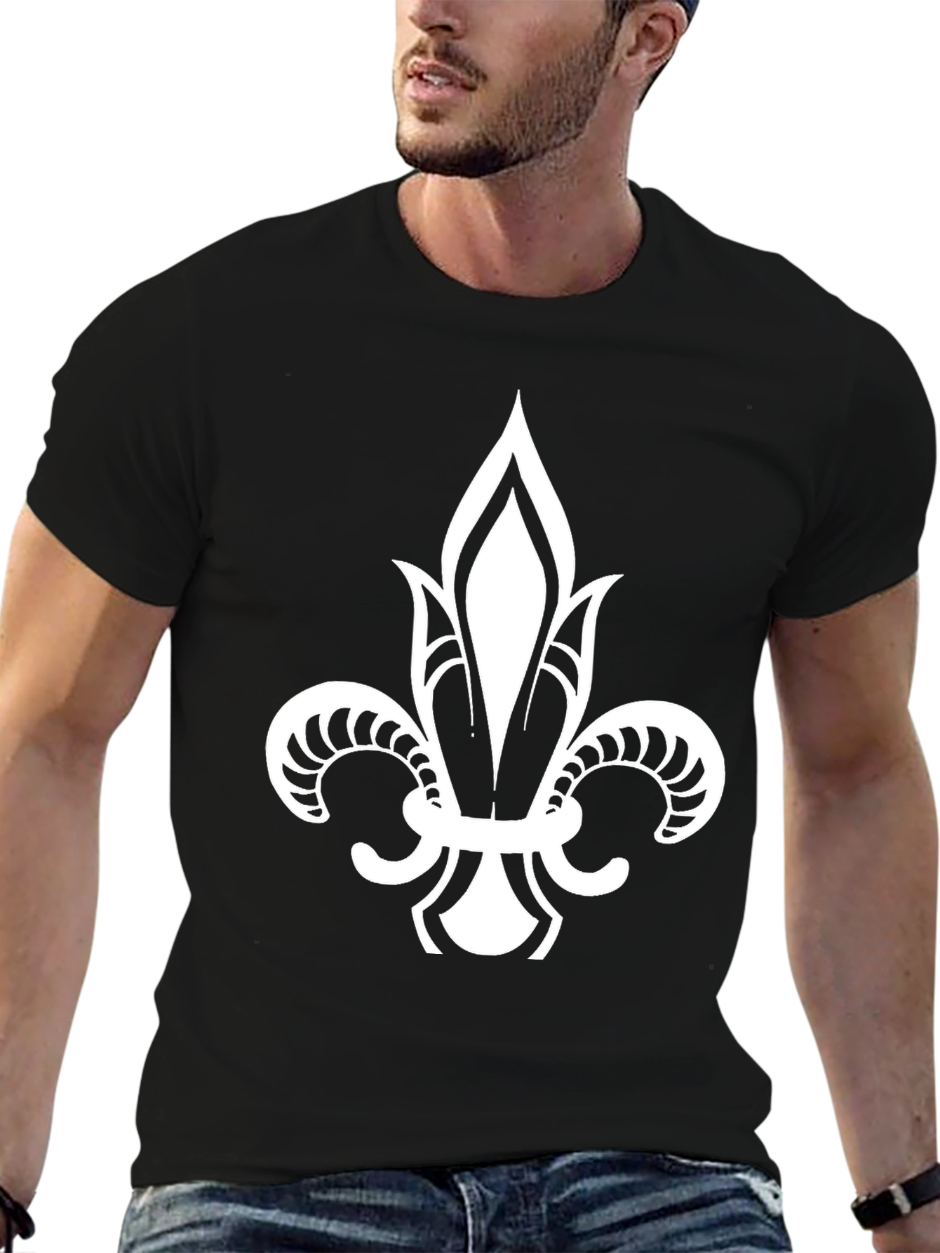 Fleur-de-Lis Graphic Tee - Stylish Black Cotton Shirt