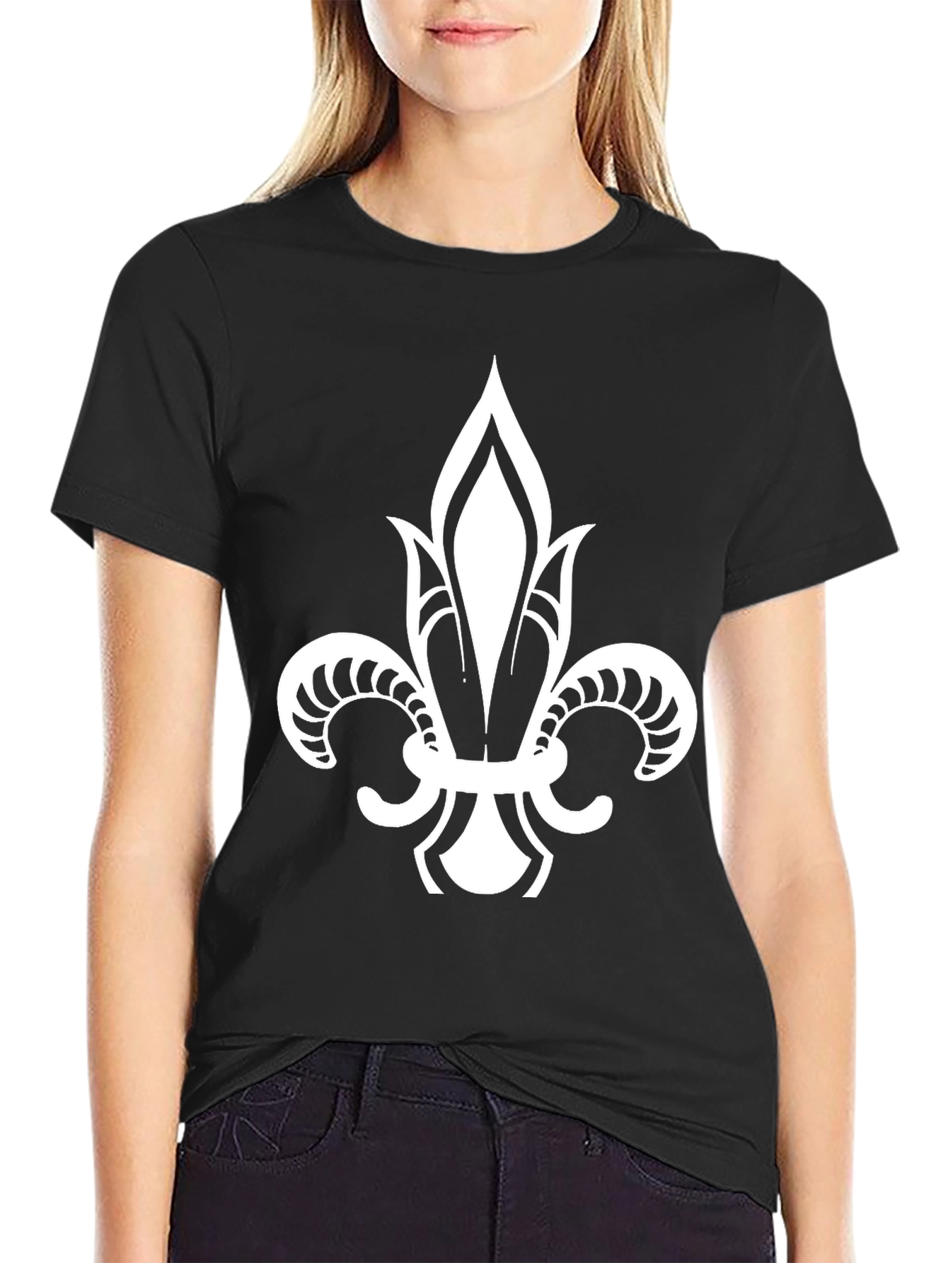 Fleur-de-Lis Graphic Tee - Stylish Black Cotton Shirt