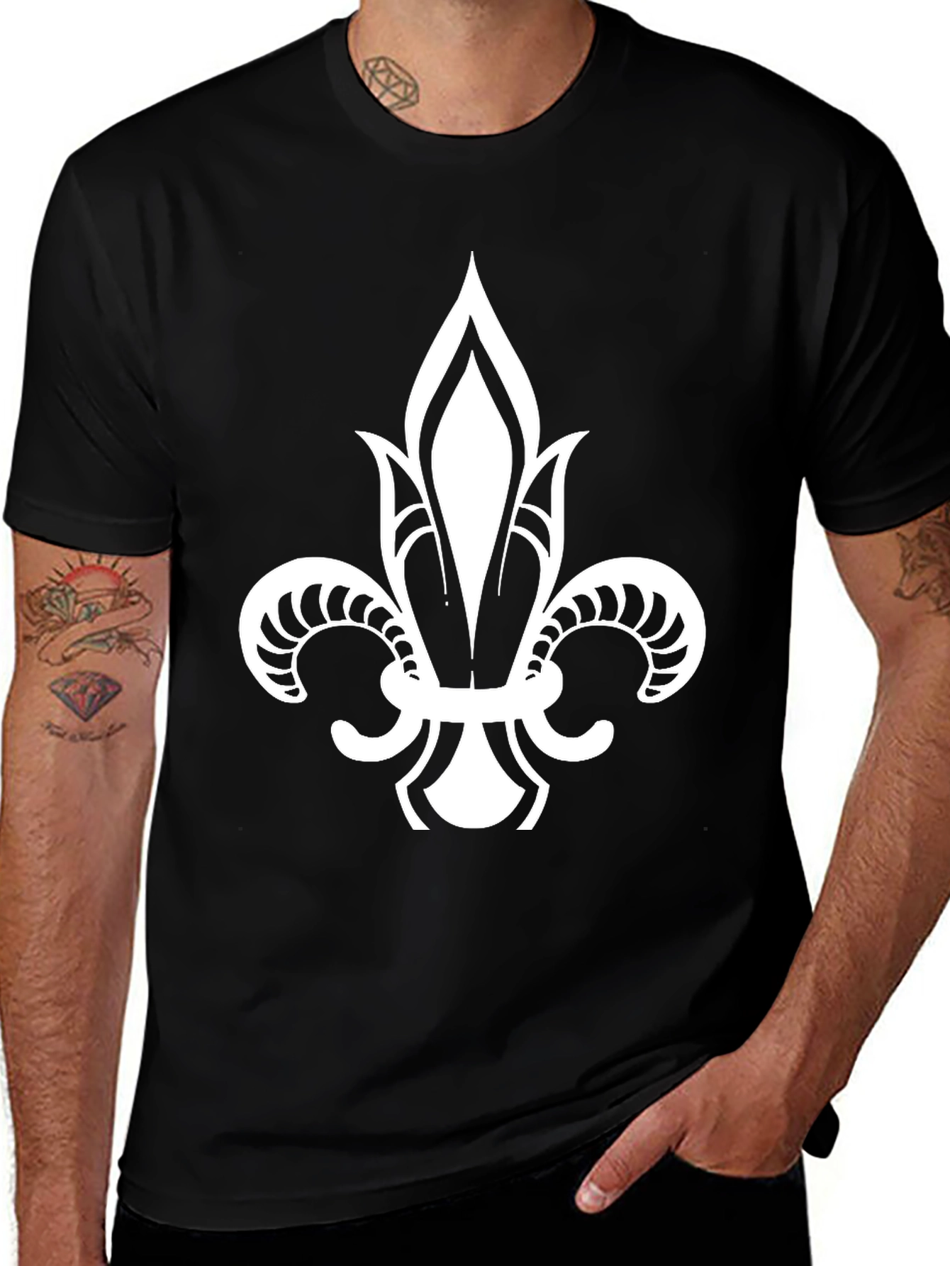 Fleur-de-Lis Graphic Tee - Stylish Black Cotton Shirt