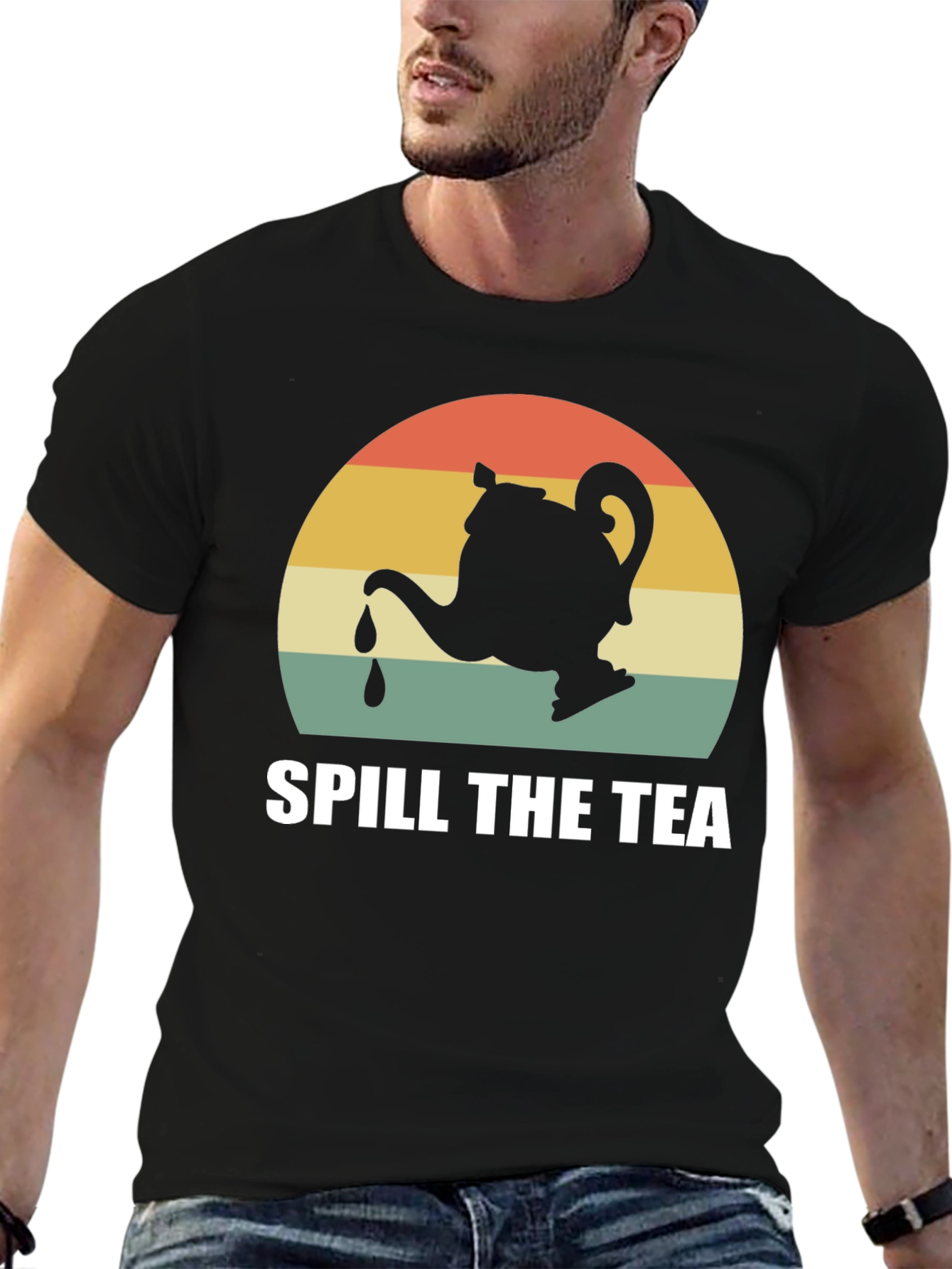 Spill The Tea Graphic Tee - Retro Teapot Design