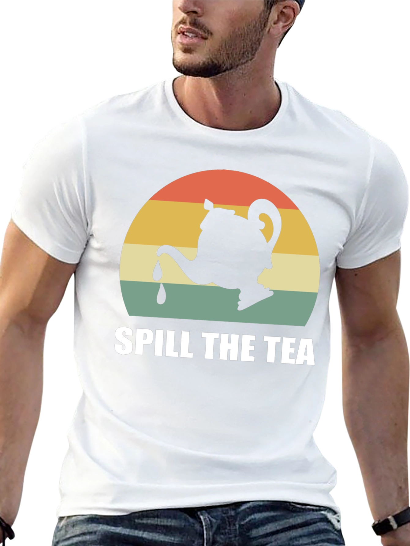 Spill The Tea Graphic Tee - Retro Teapot Design