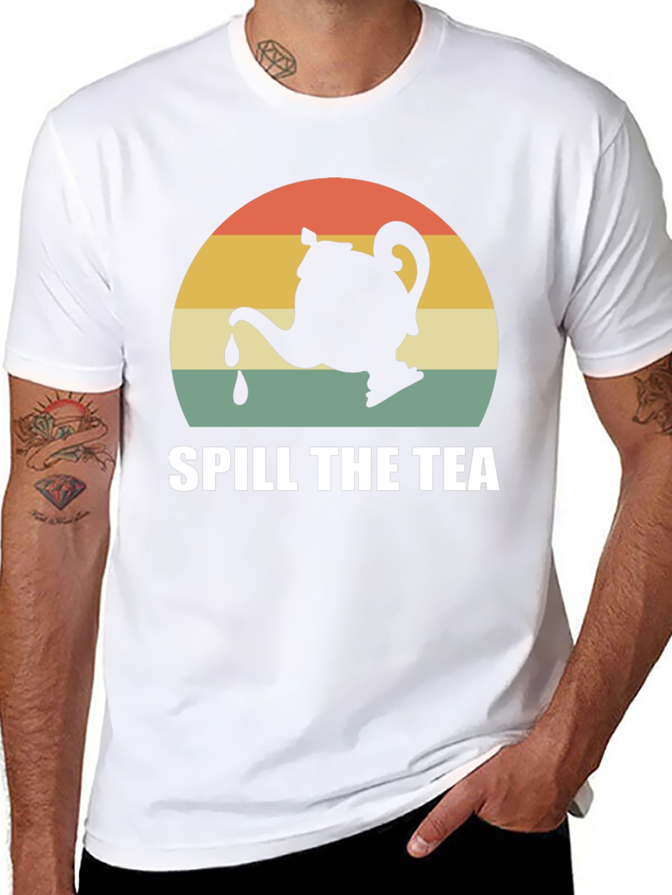 Spill The Tea Graphic Tee - Retro Teapot Design