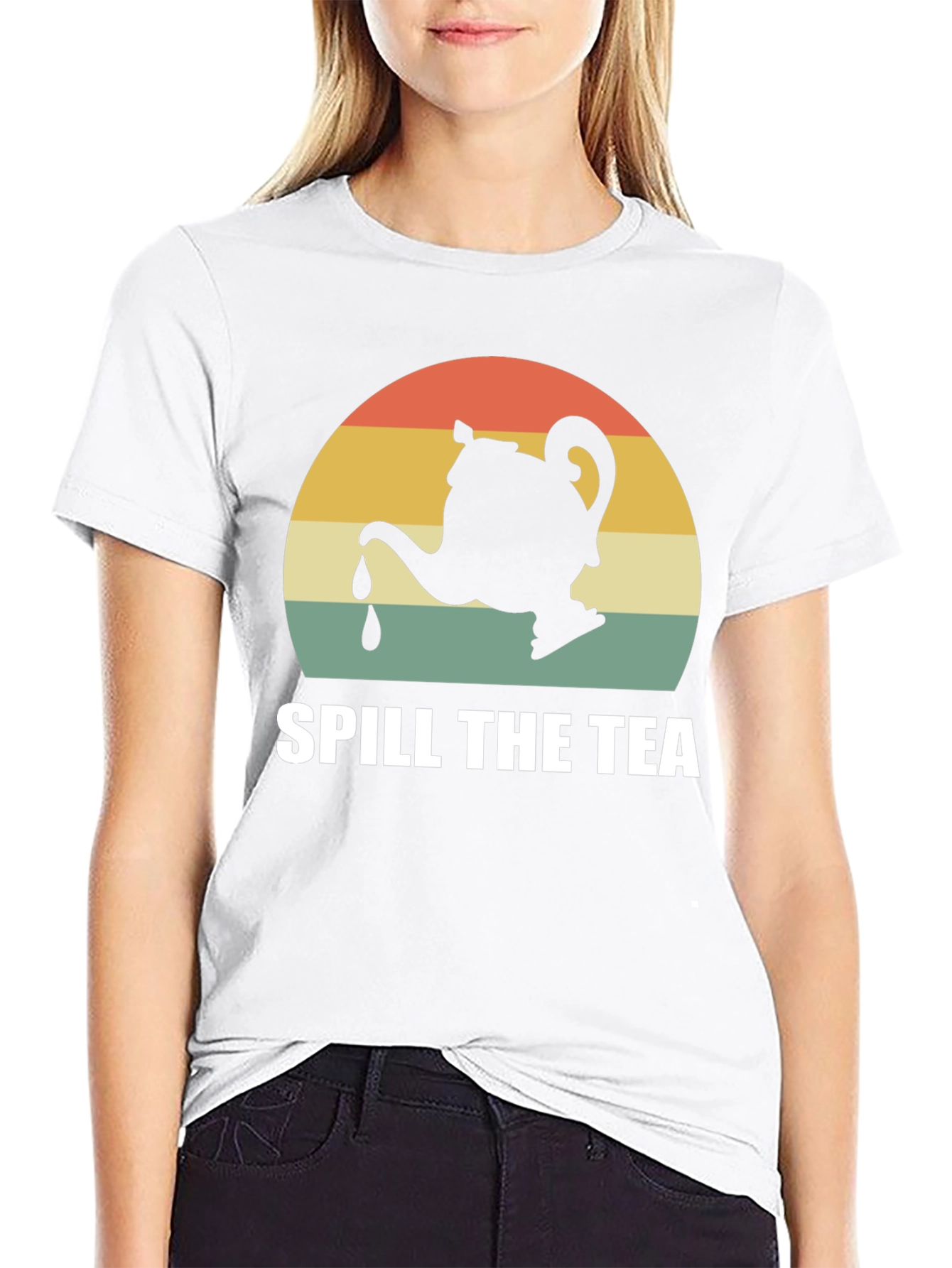 Spill The Tea Graphic Tee - Retro Teapot Design