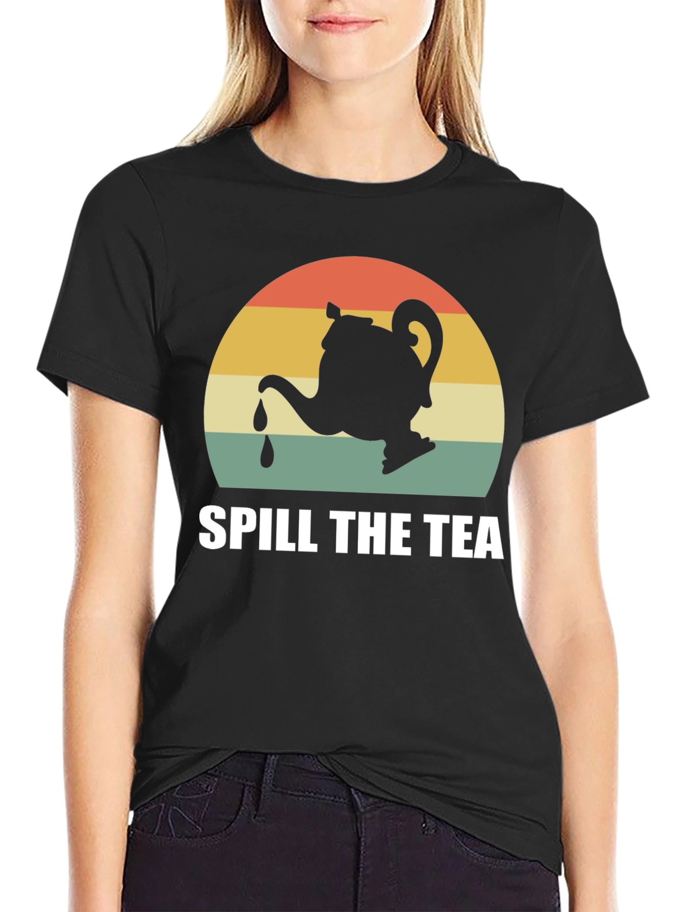 Spill The Tea Graphic Tee - Retro Teapot Design