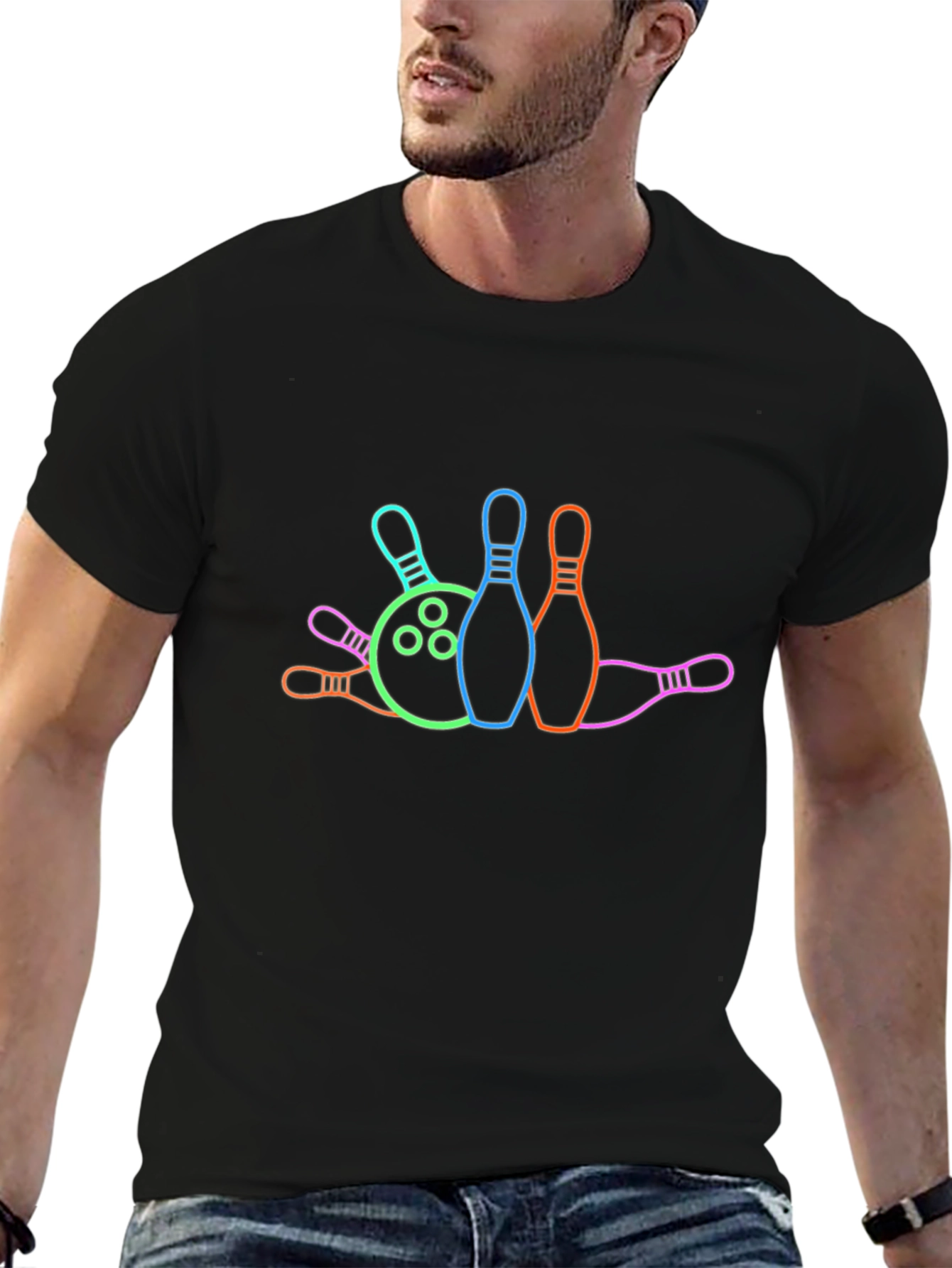 Bowling Ball & Pins Graphic T-Shirt - Strike Style!