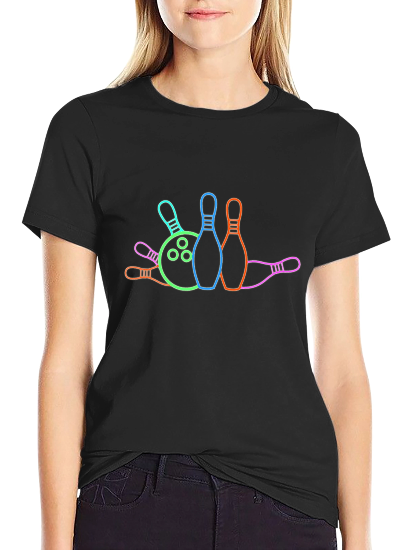 Bowling Ball & Pins Graphic T-Shirt - Strike Style!