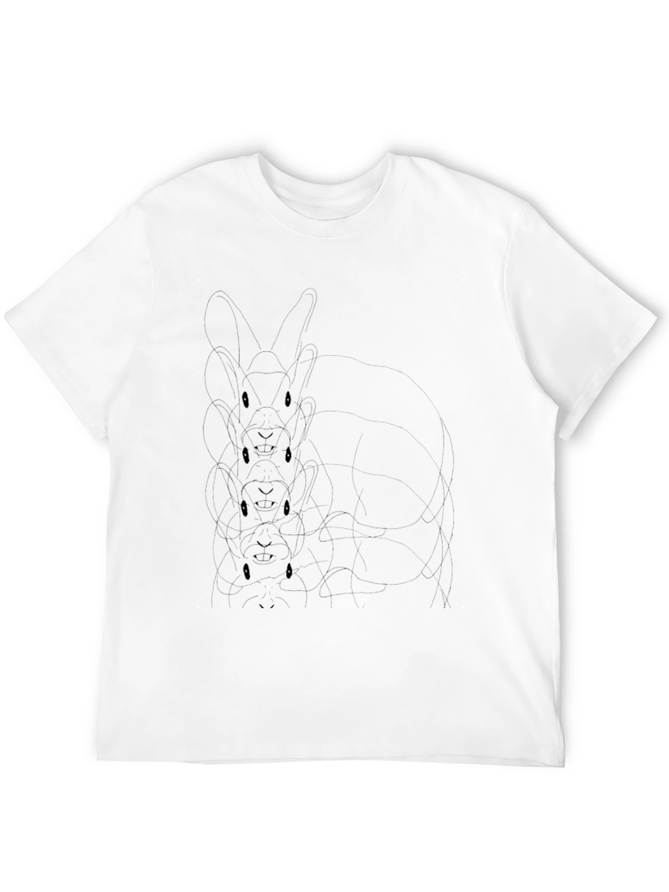 Mens Black Graphic Tee - Stacked Bunny Design