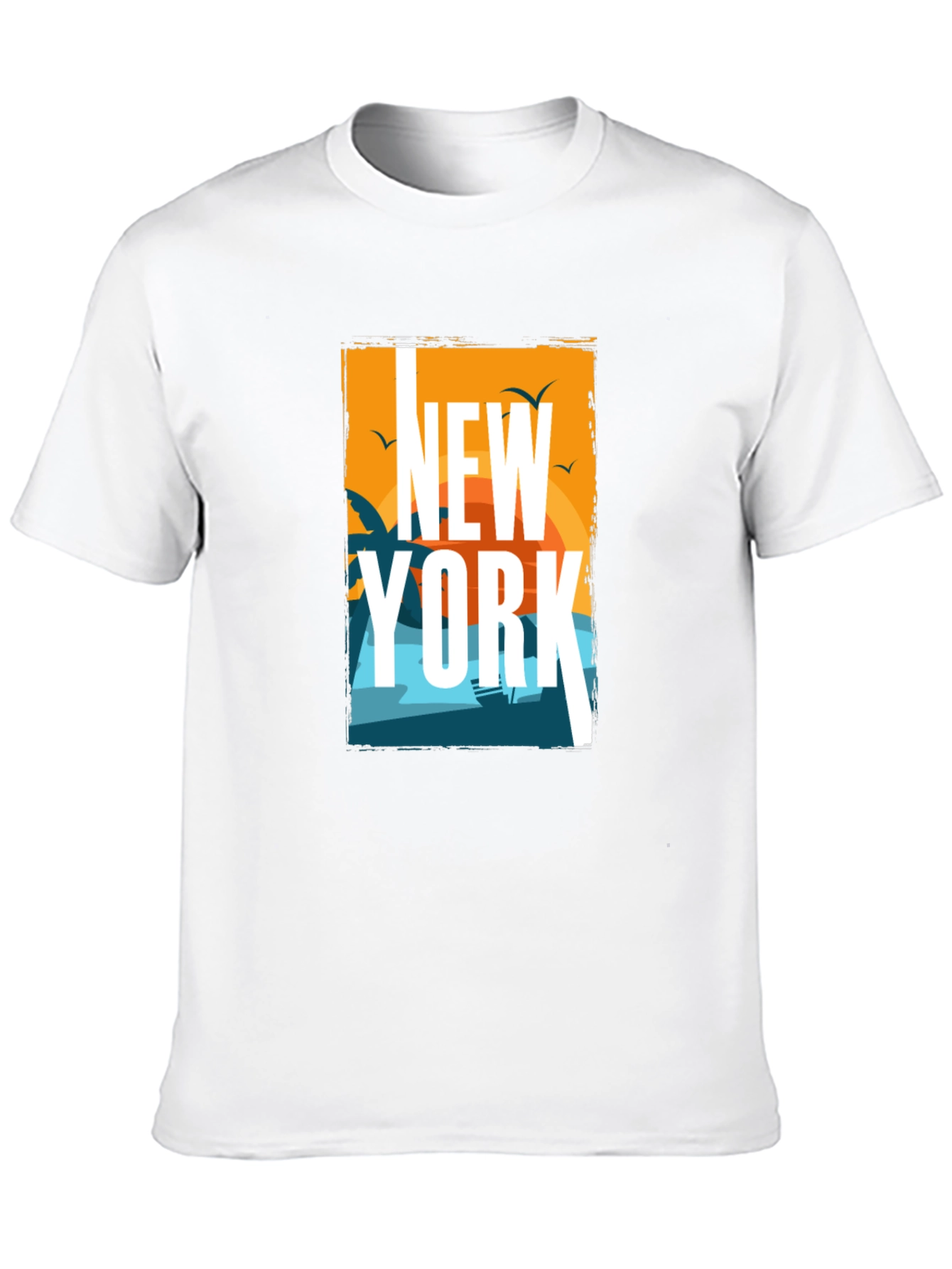 New York Beach Graphic Black T-Shirt