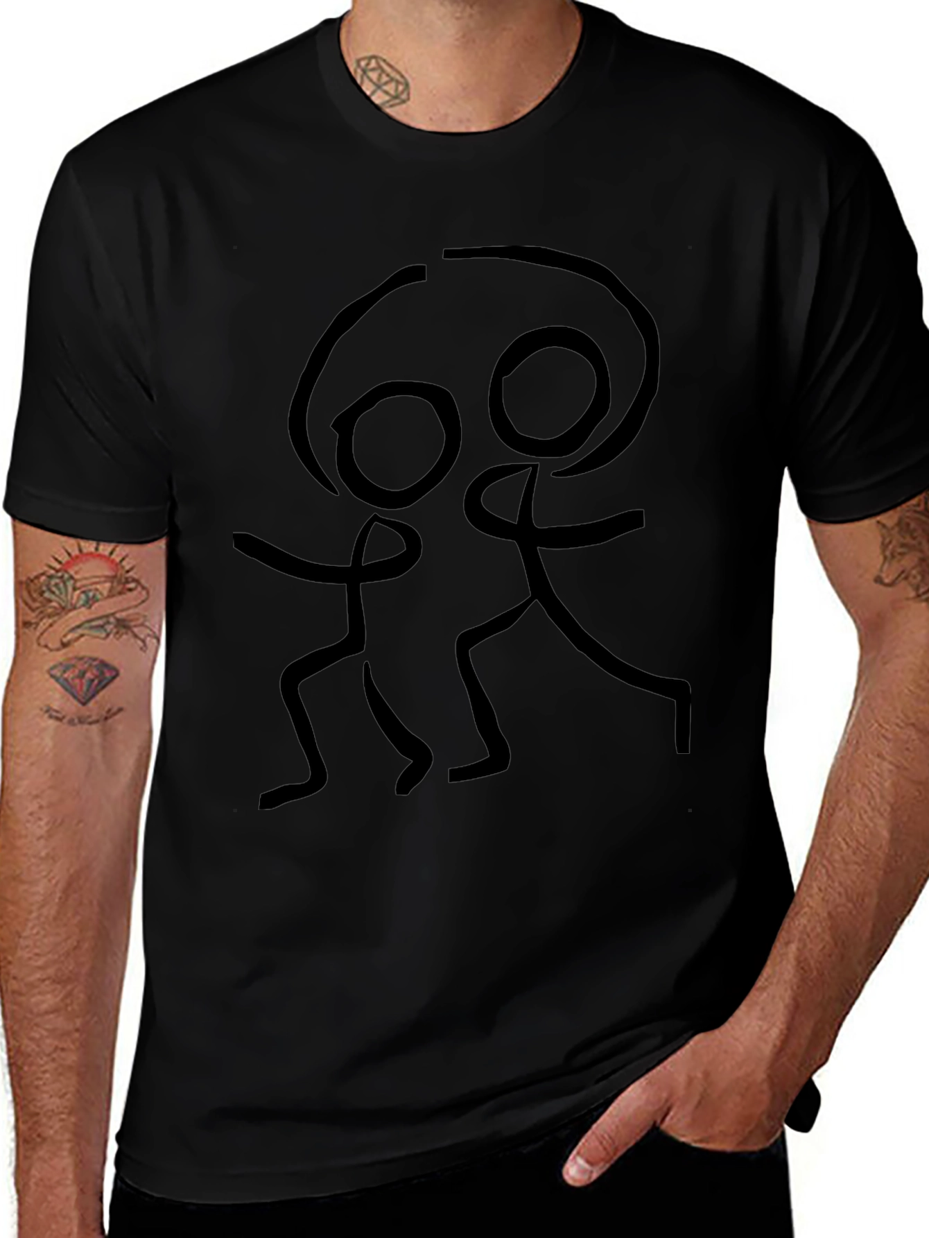 Stick Figure Dance Graphic Tee - Black