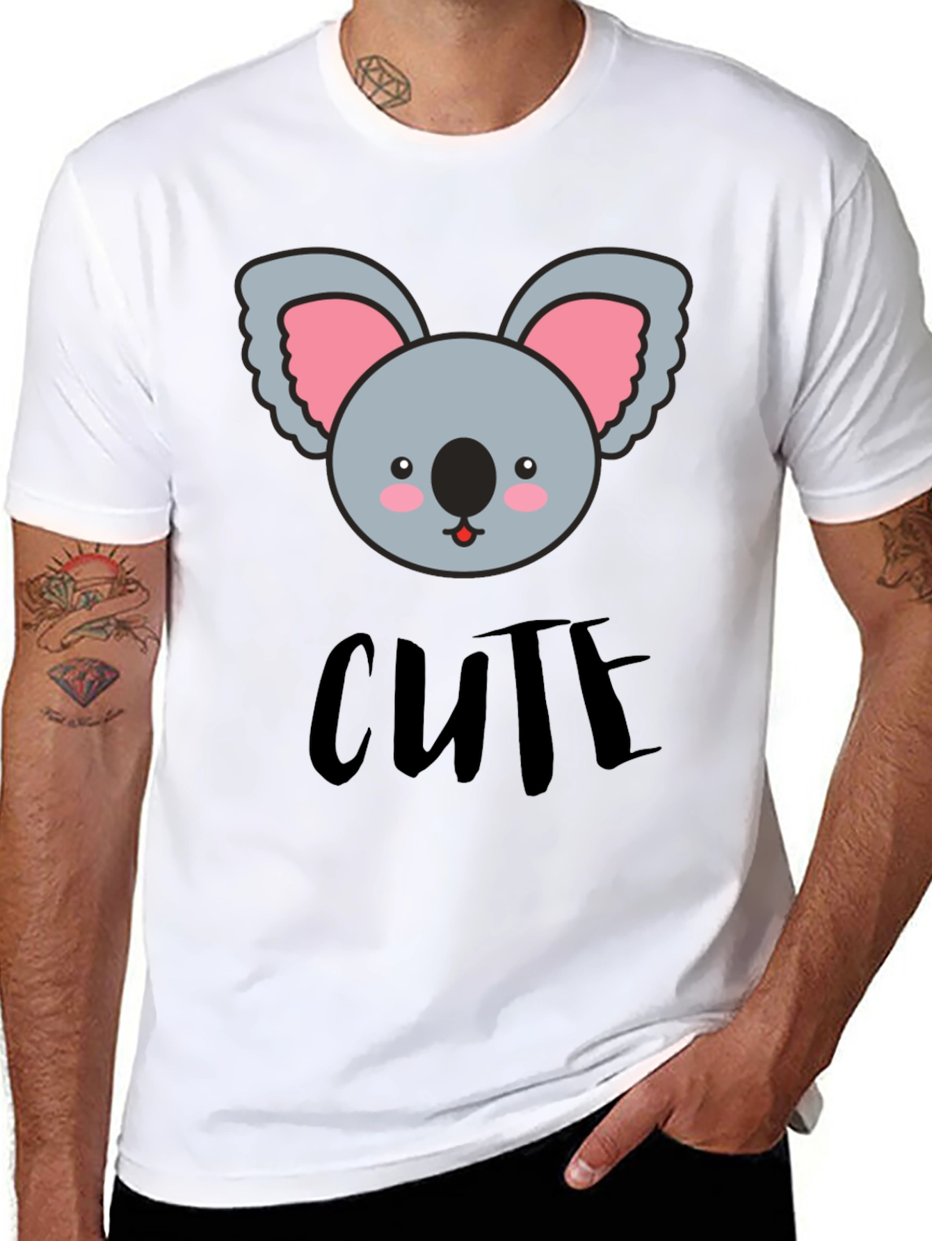 Cute Koala Graphic Black T-Shirt for Men