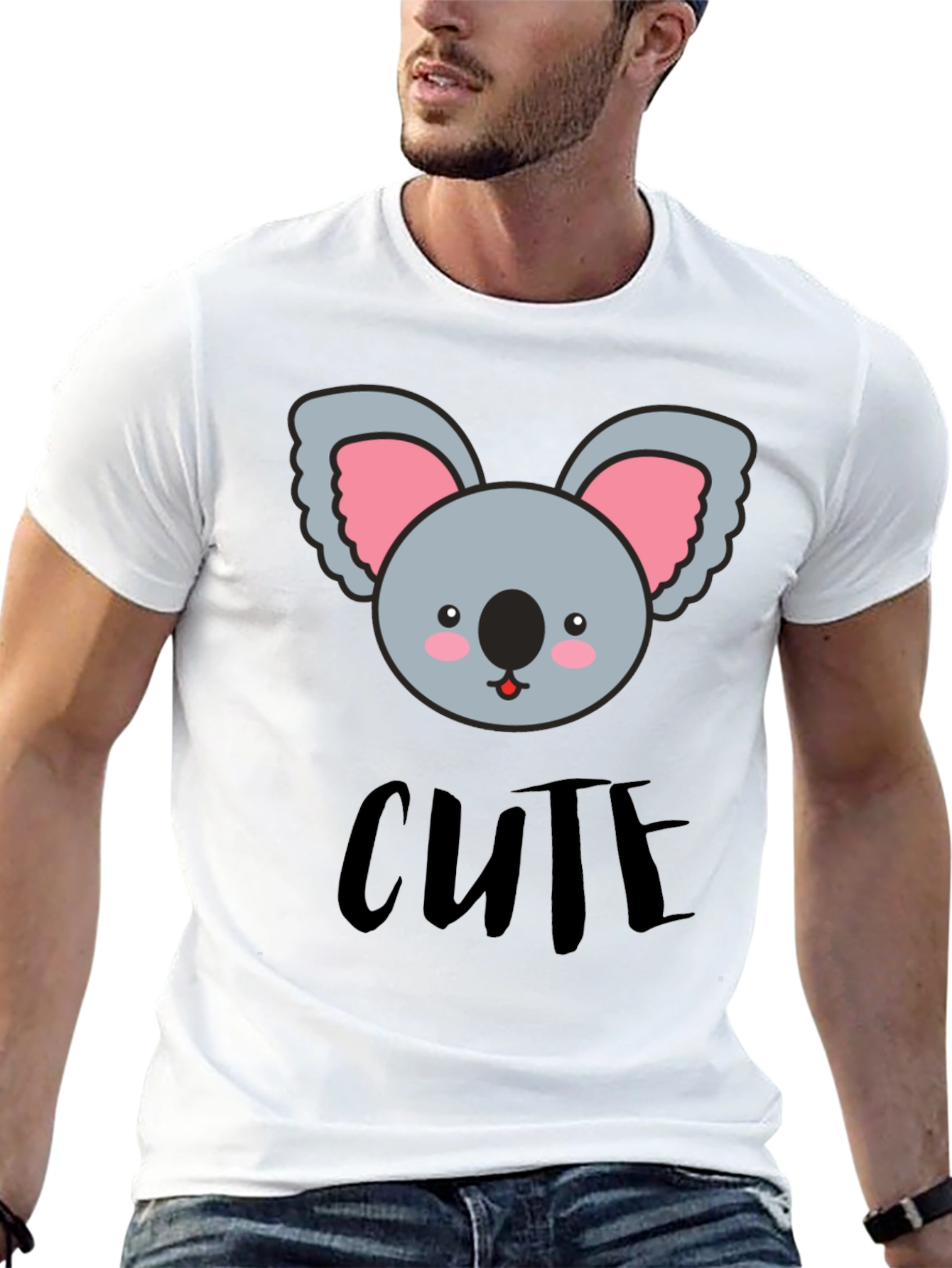 Cute Koala Graphic Black T-Shirt for Men