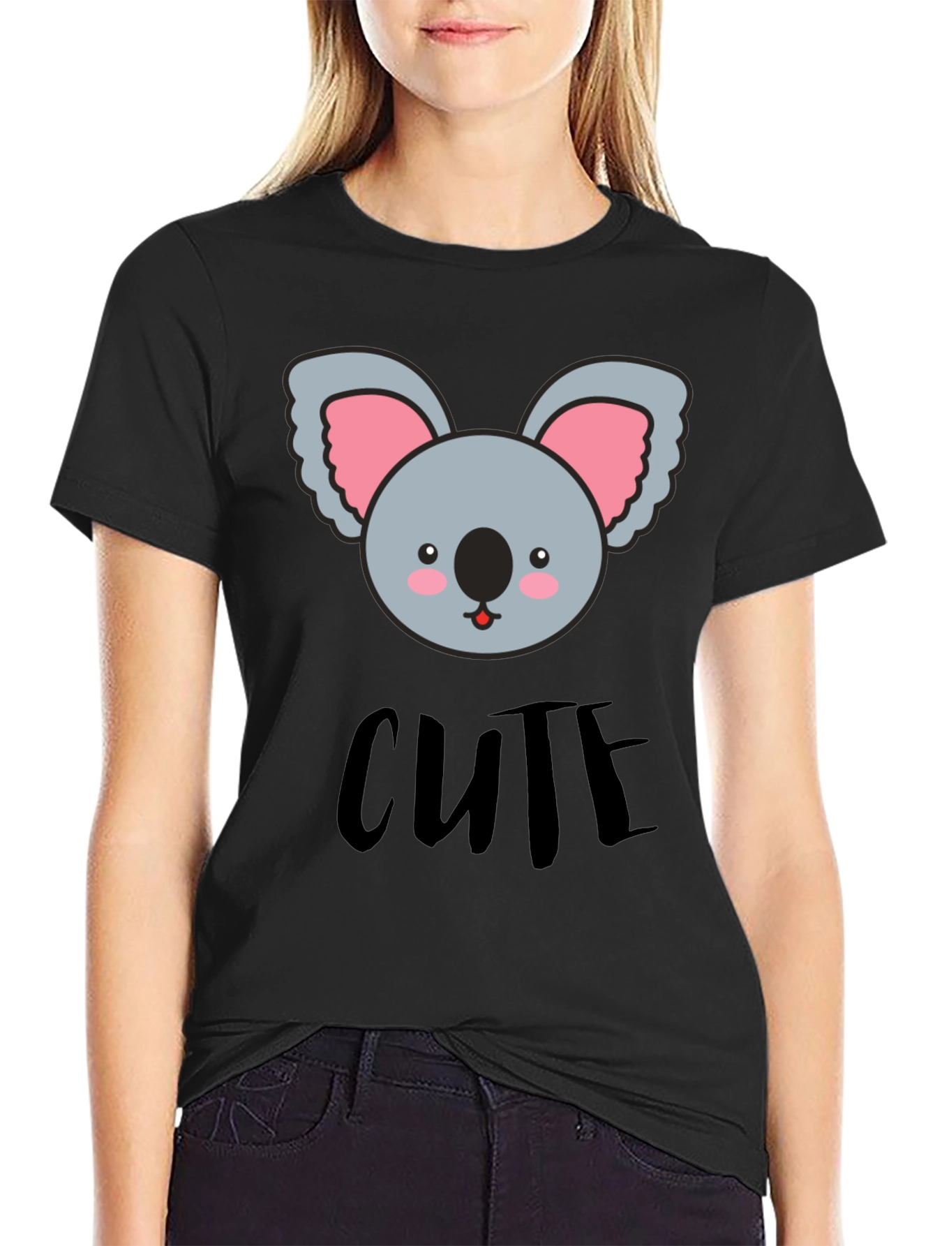 Cute Koala Graphic Black T-Shirt for Men
