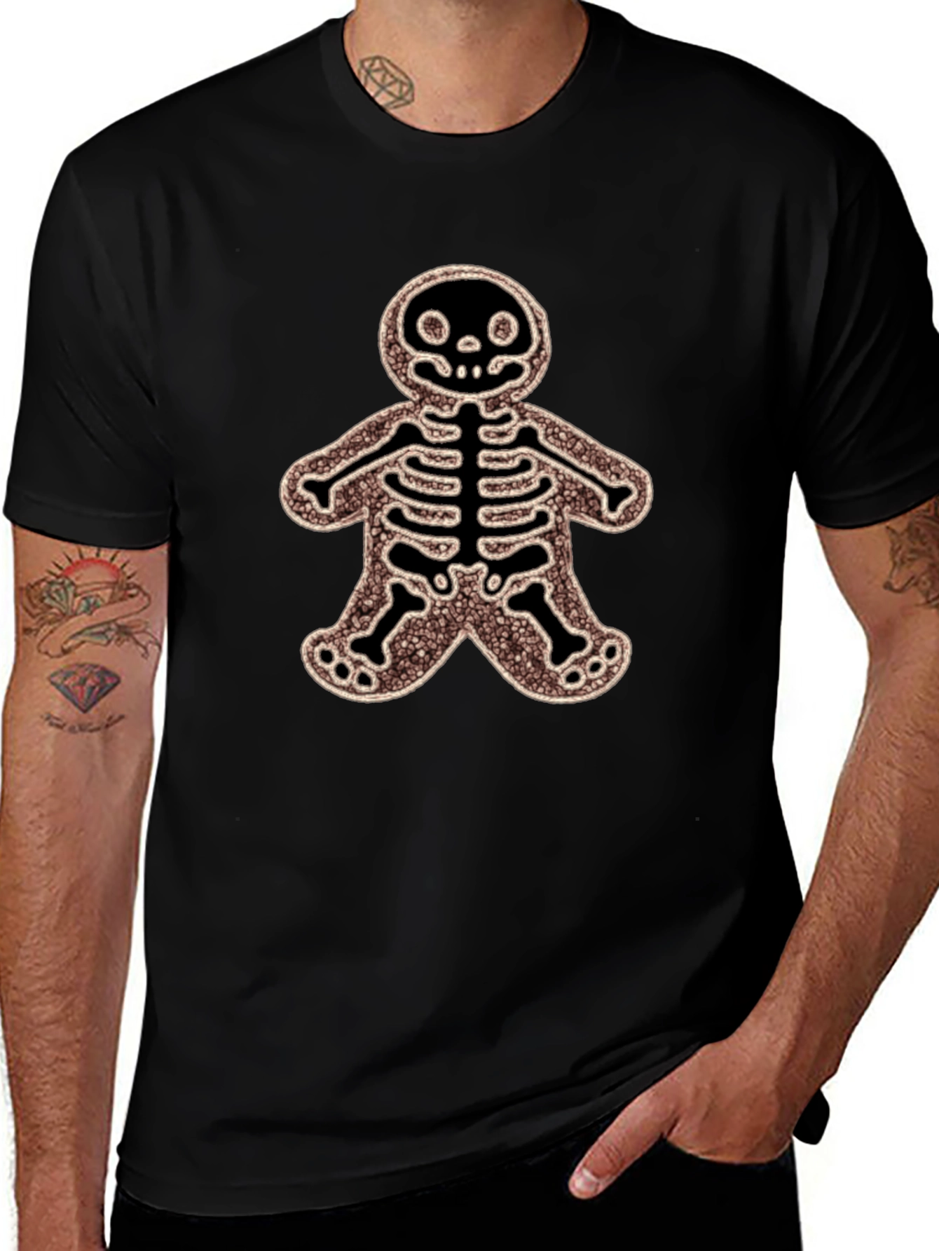 Gingerbread Skeleton Black T-Shirt