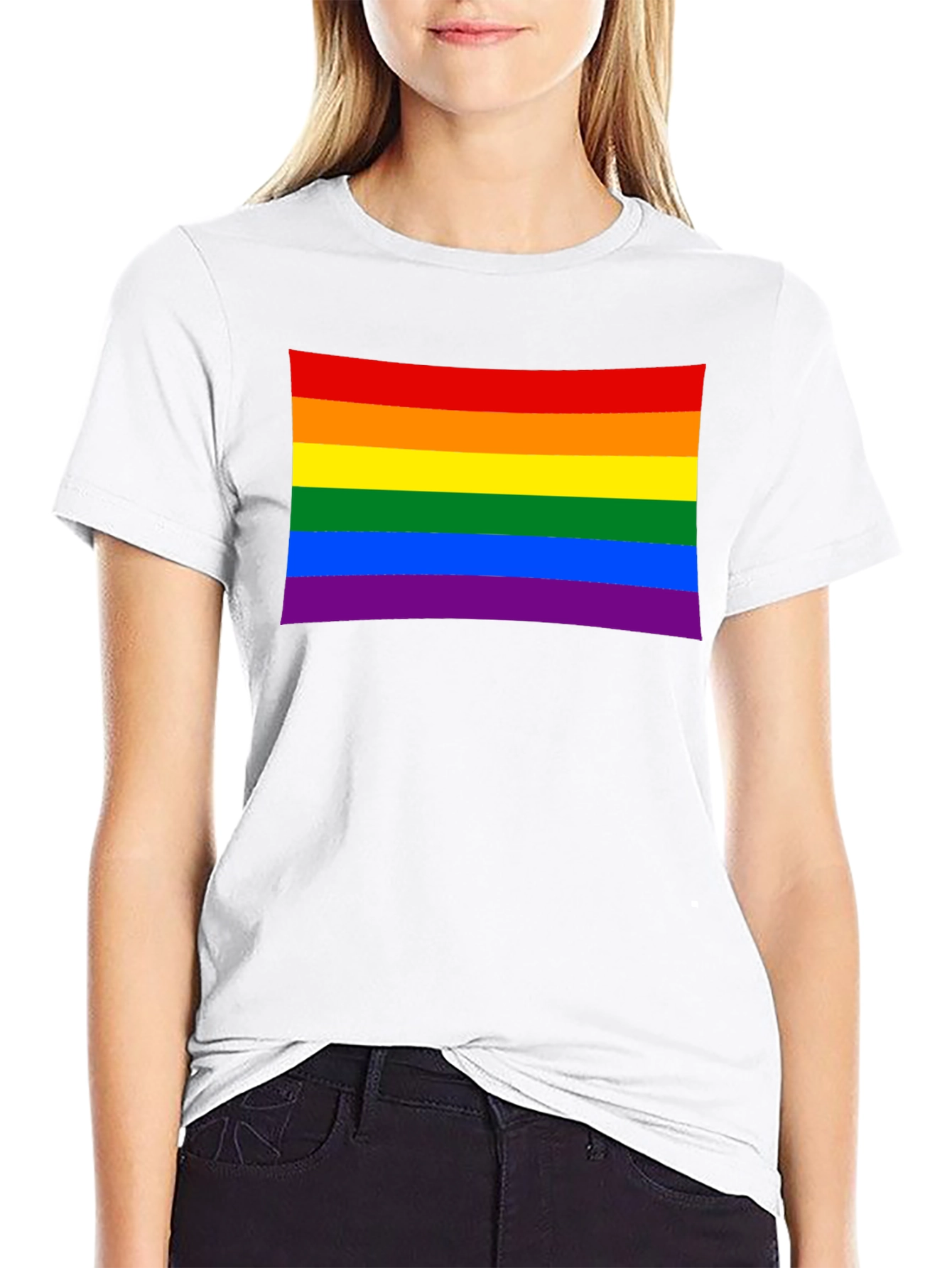 Pride Flag Graphic Tee - Black Cotton Blend