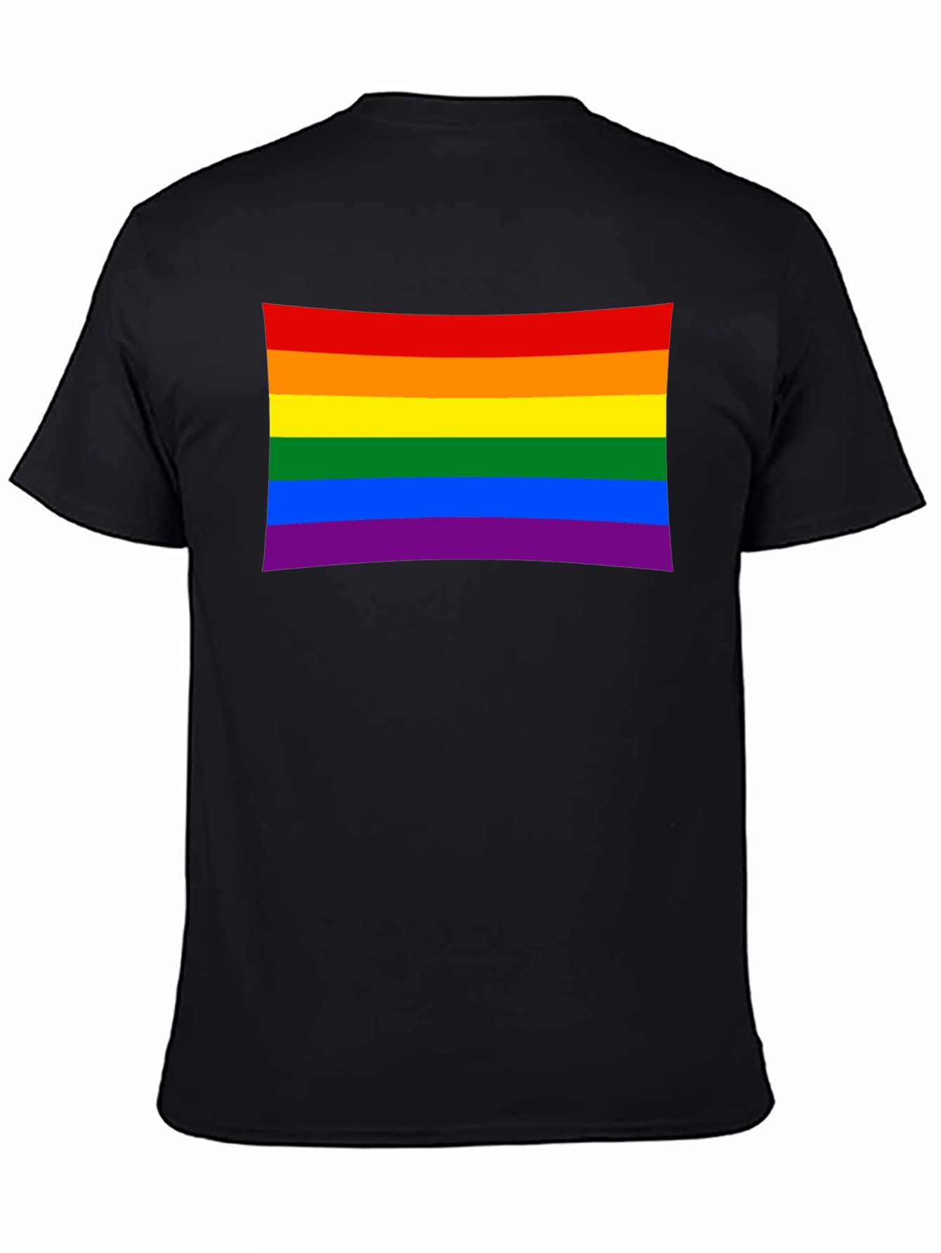 Pride Flag Graphic Tee - Black Cotton Blend