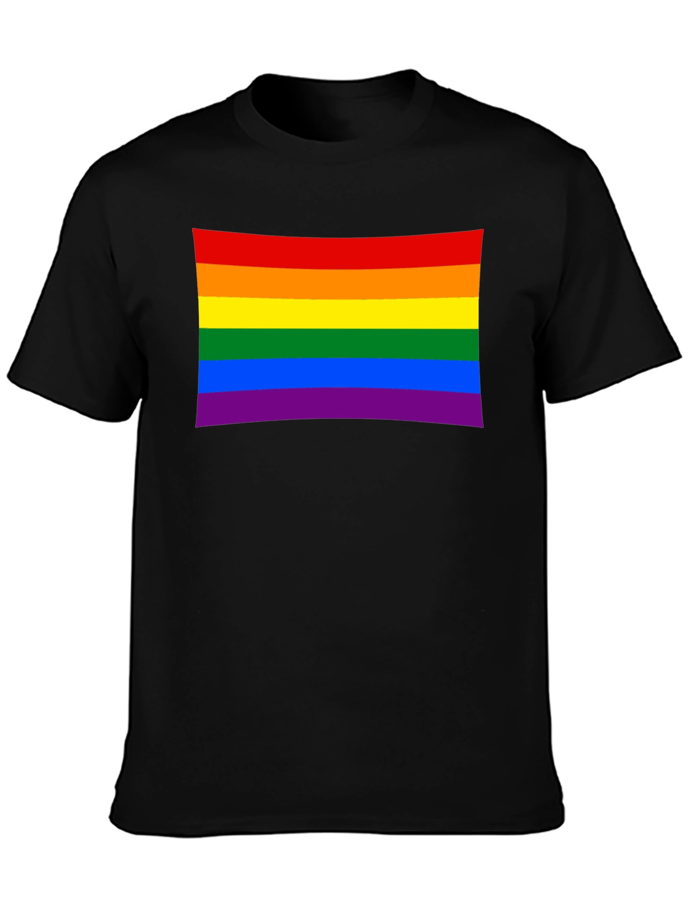 Pride Flag Graphic Tee - Black Cotton Blend