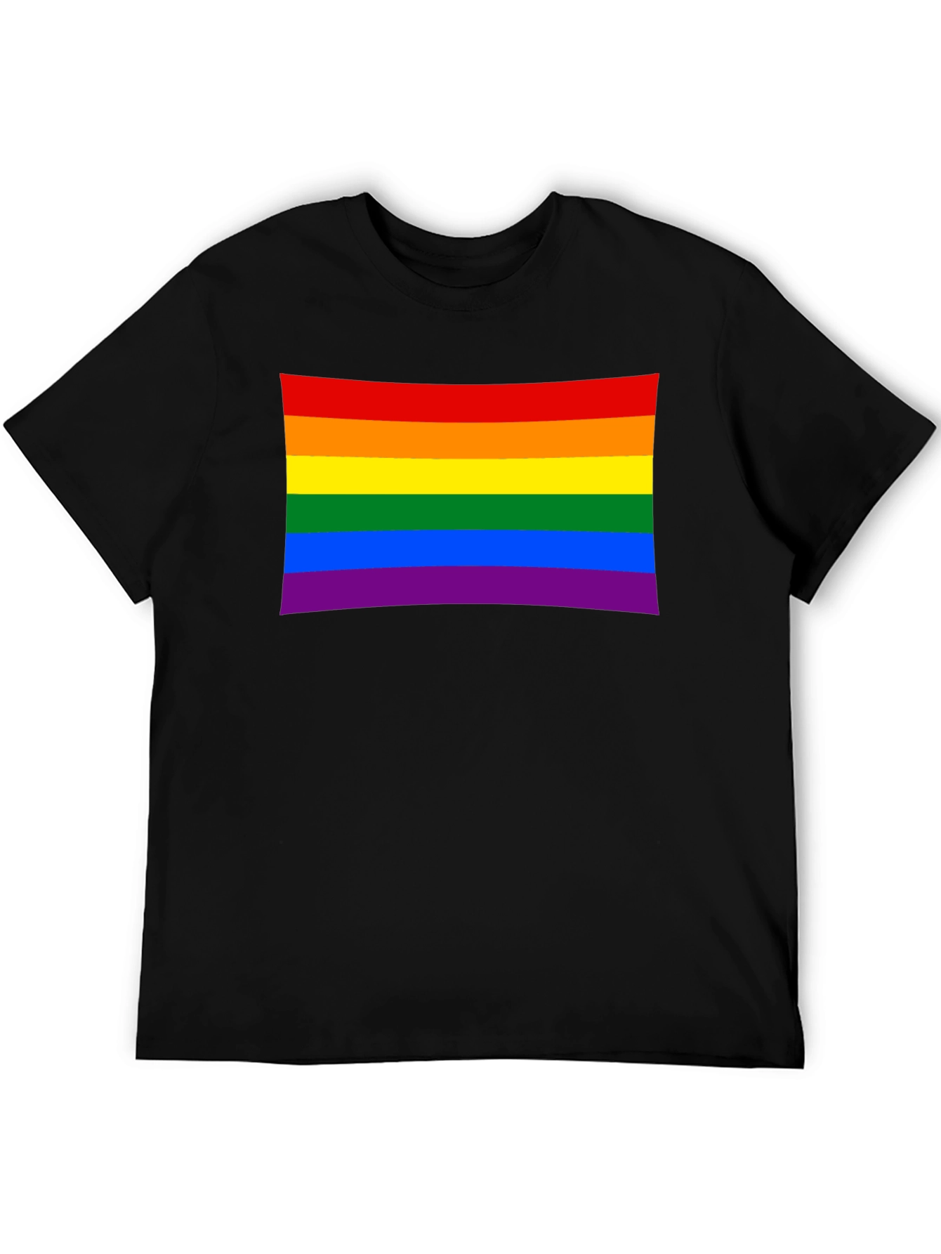 Pride Flag Graphic Tee - Black Cotton Blend