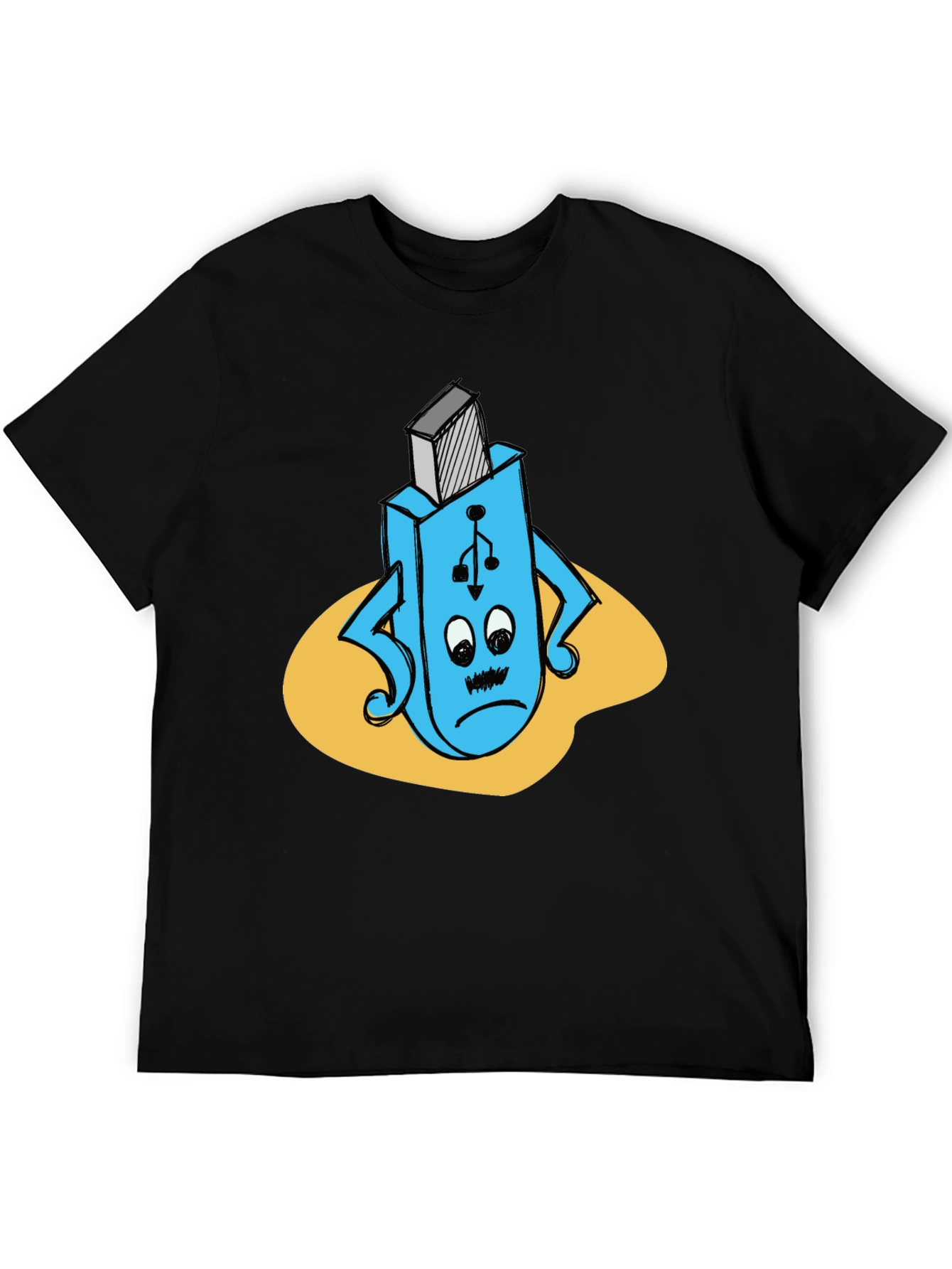 Funny USB Flash Drive T-Shirt - Black Cotton Tee