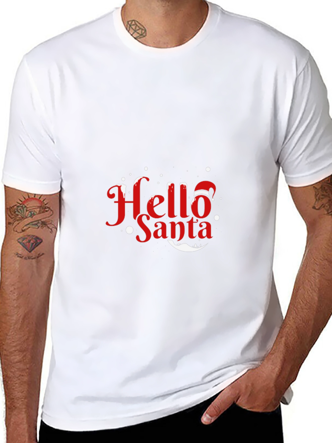 Hello Santa Holiday T-Shirt - Festive Christmas Tee