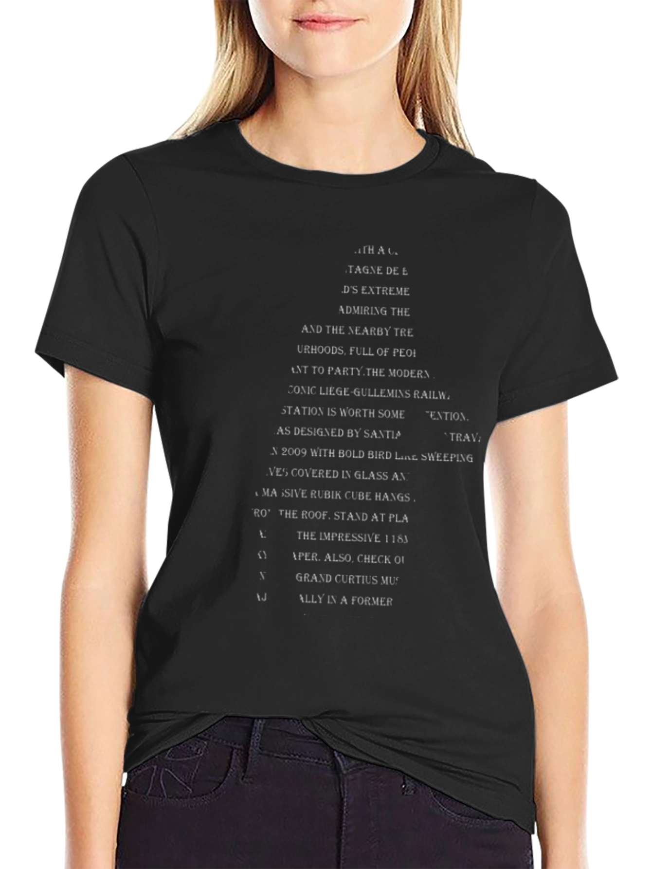 Modern Art Text Graphic T-Shirt - Black
