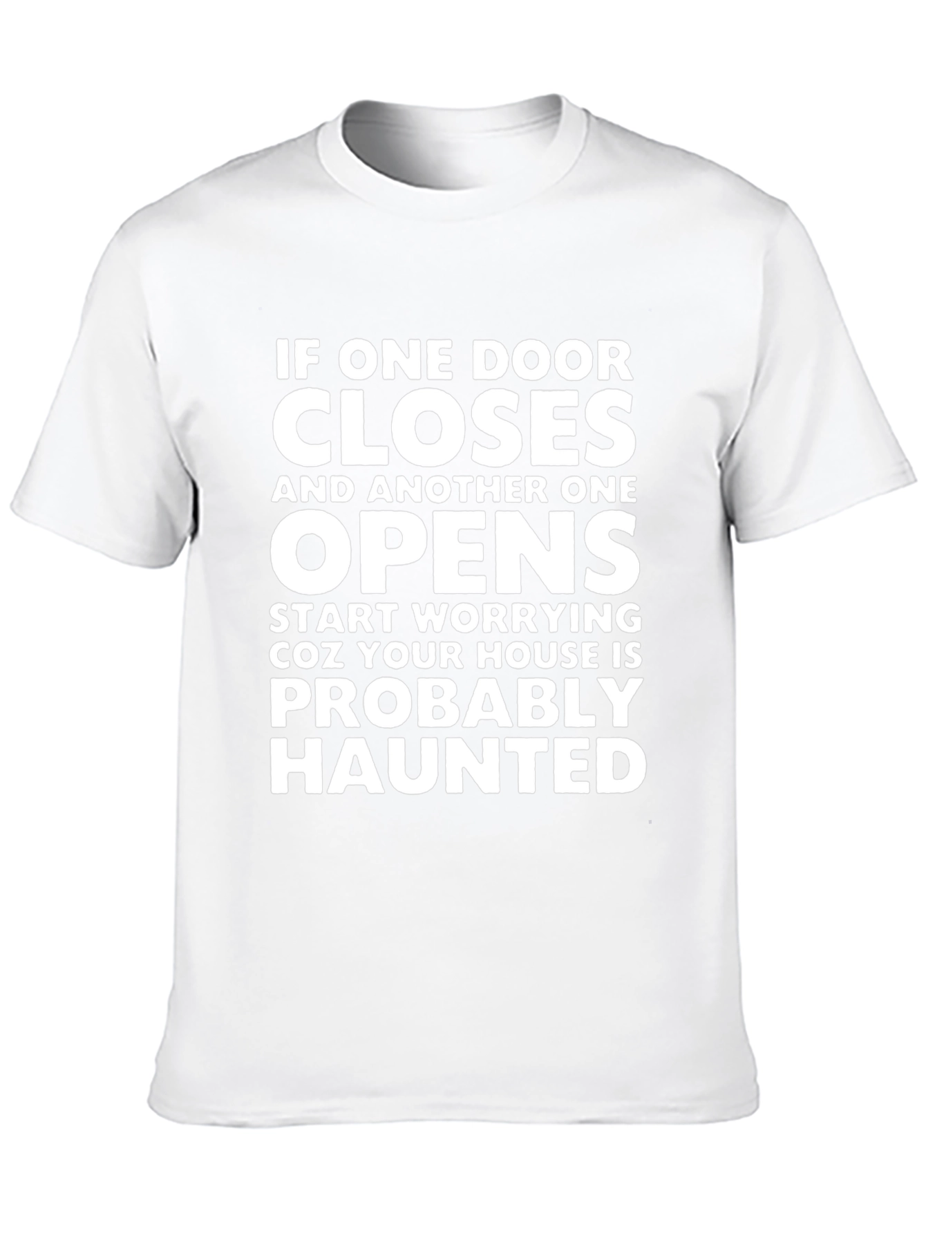 Humorous Haunted House Graphic Tee - Novelty T-Shirt