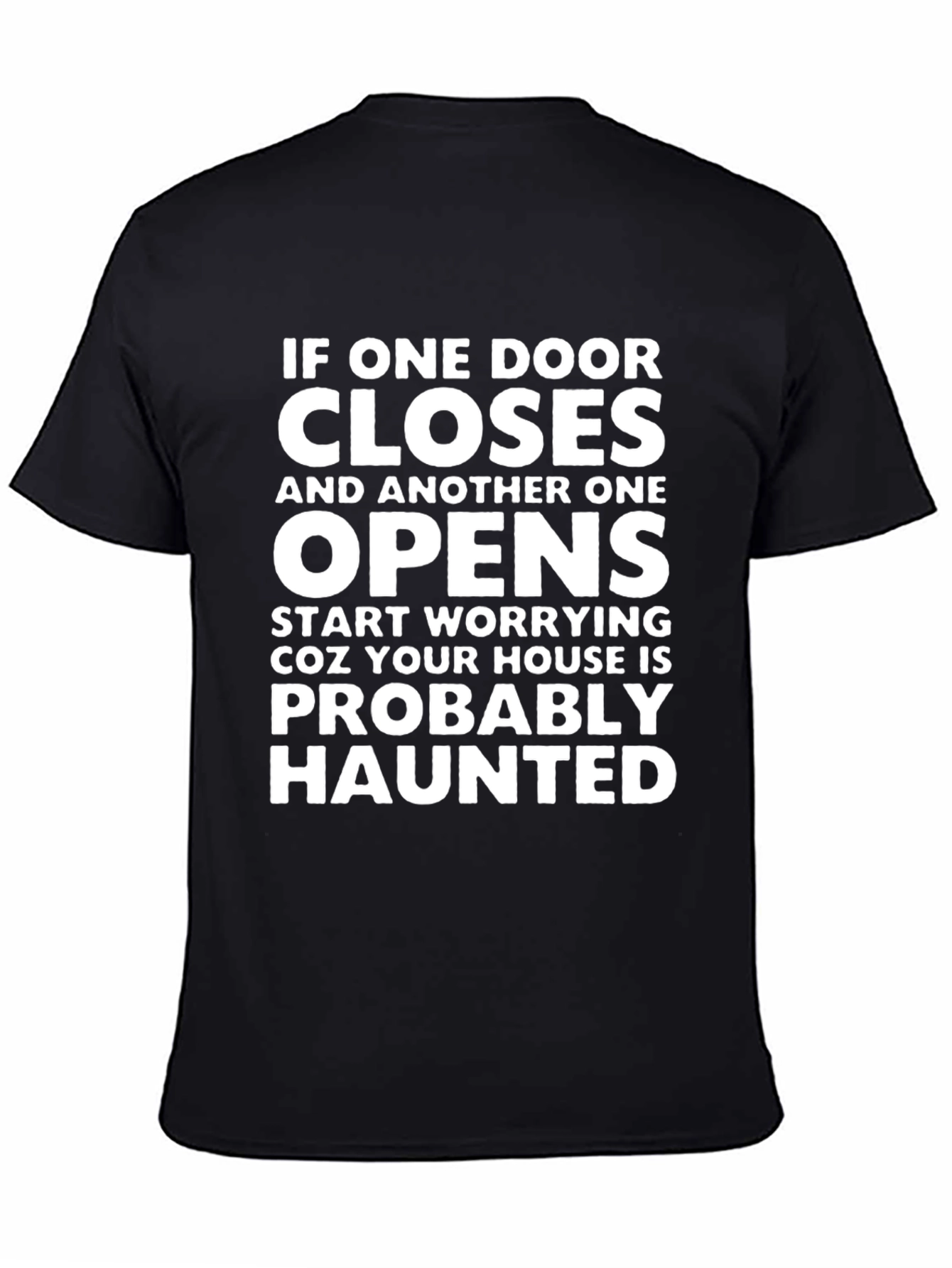 Humorous Haunted House Graphic Tee - Novelty T-Shirt