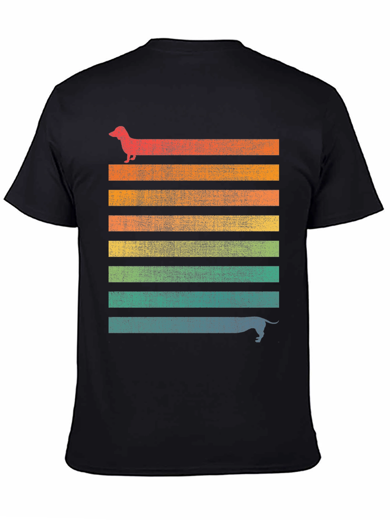 Retro Dachshund Striped Graphic T-Shirt