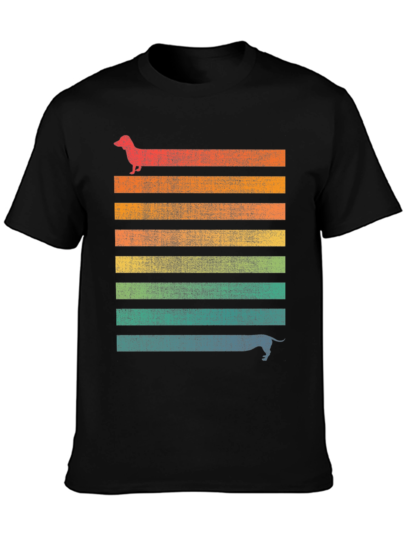 Retro Dachshund Striped Graphic T-Shirt