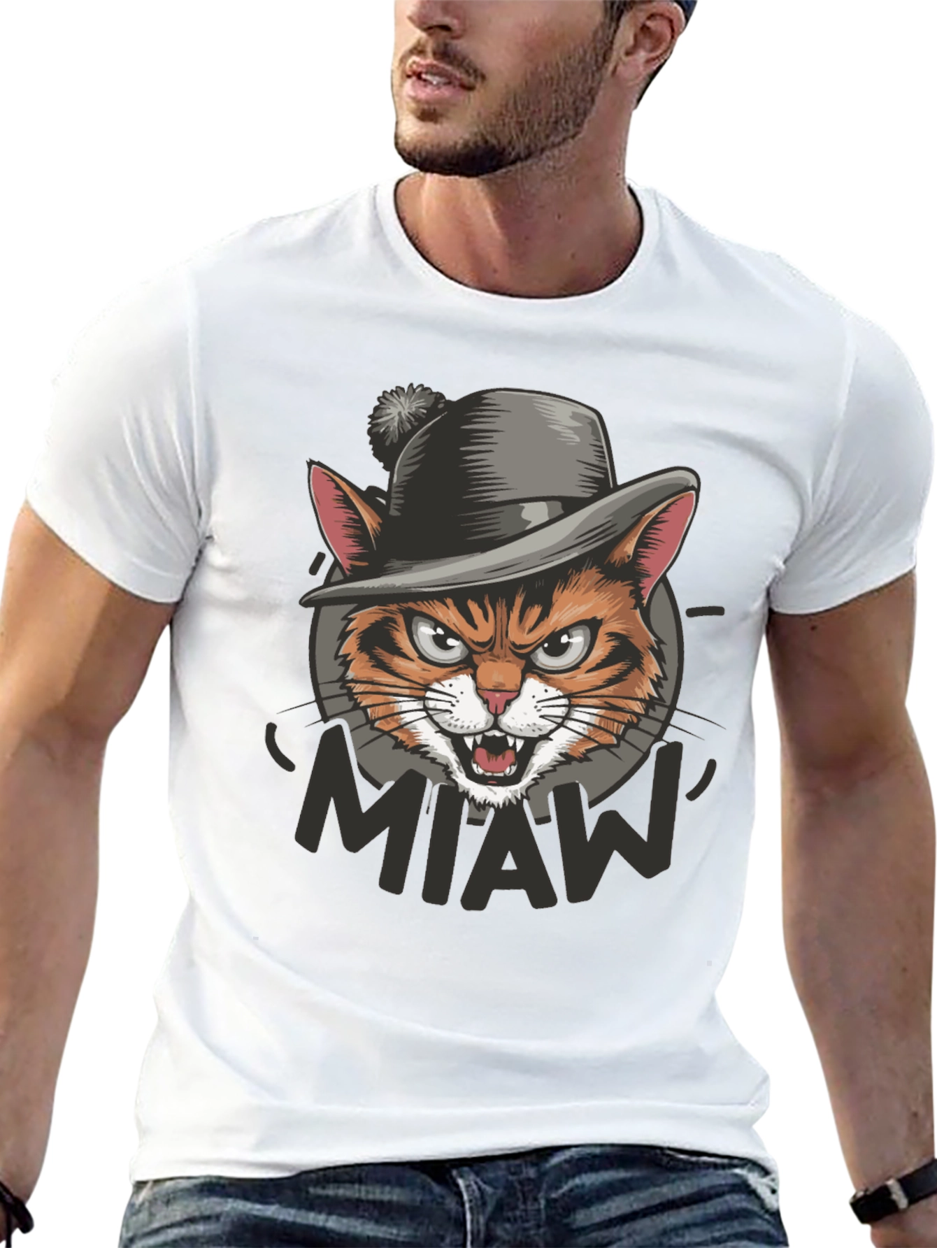 Cool Cat Miaw Graphic T-Shirt