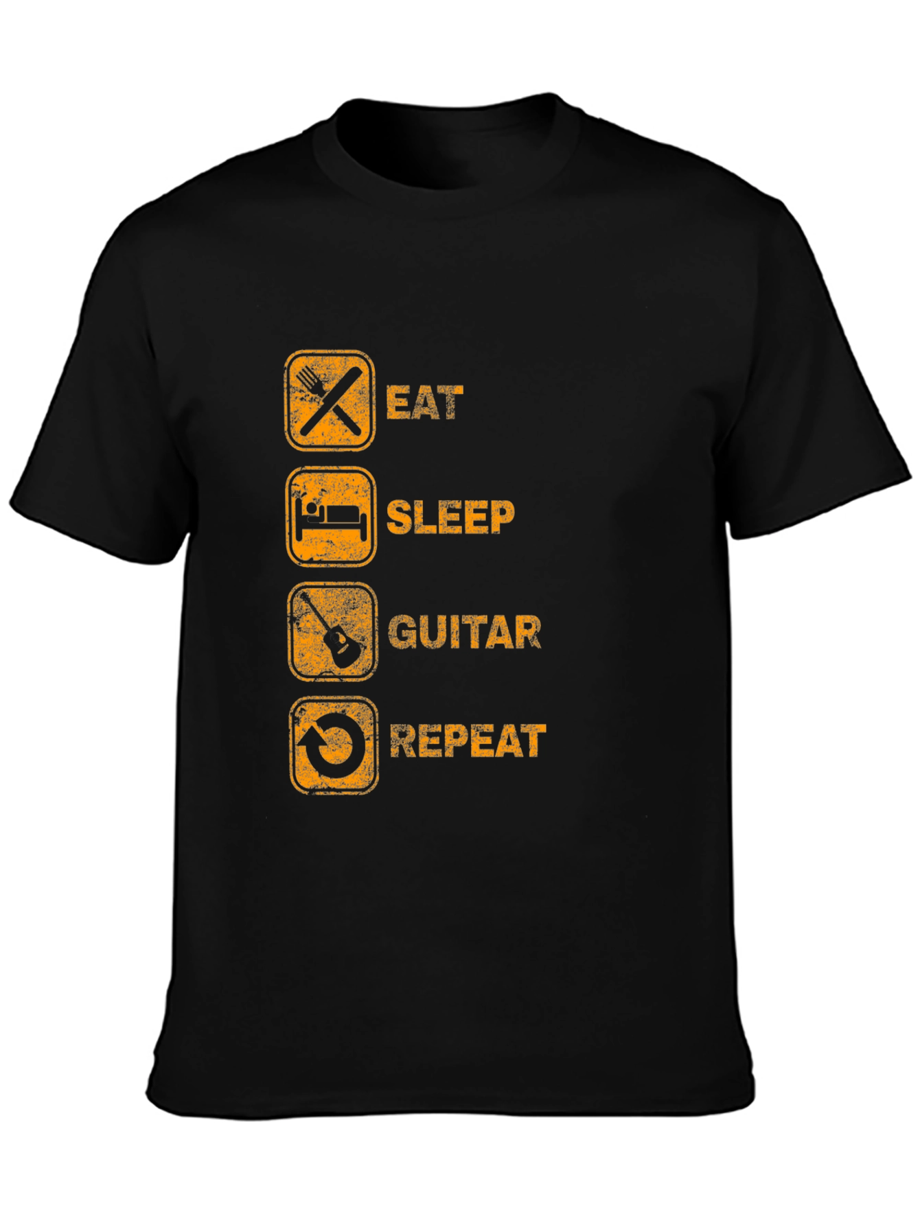 Eat Sleep Guitar Repeat Black Graphic Tee
