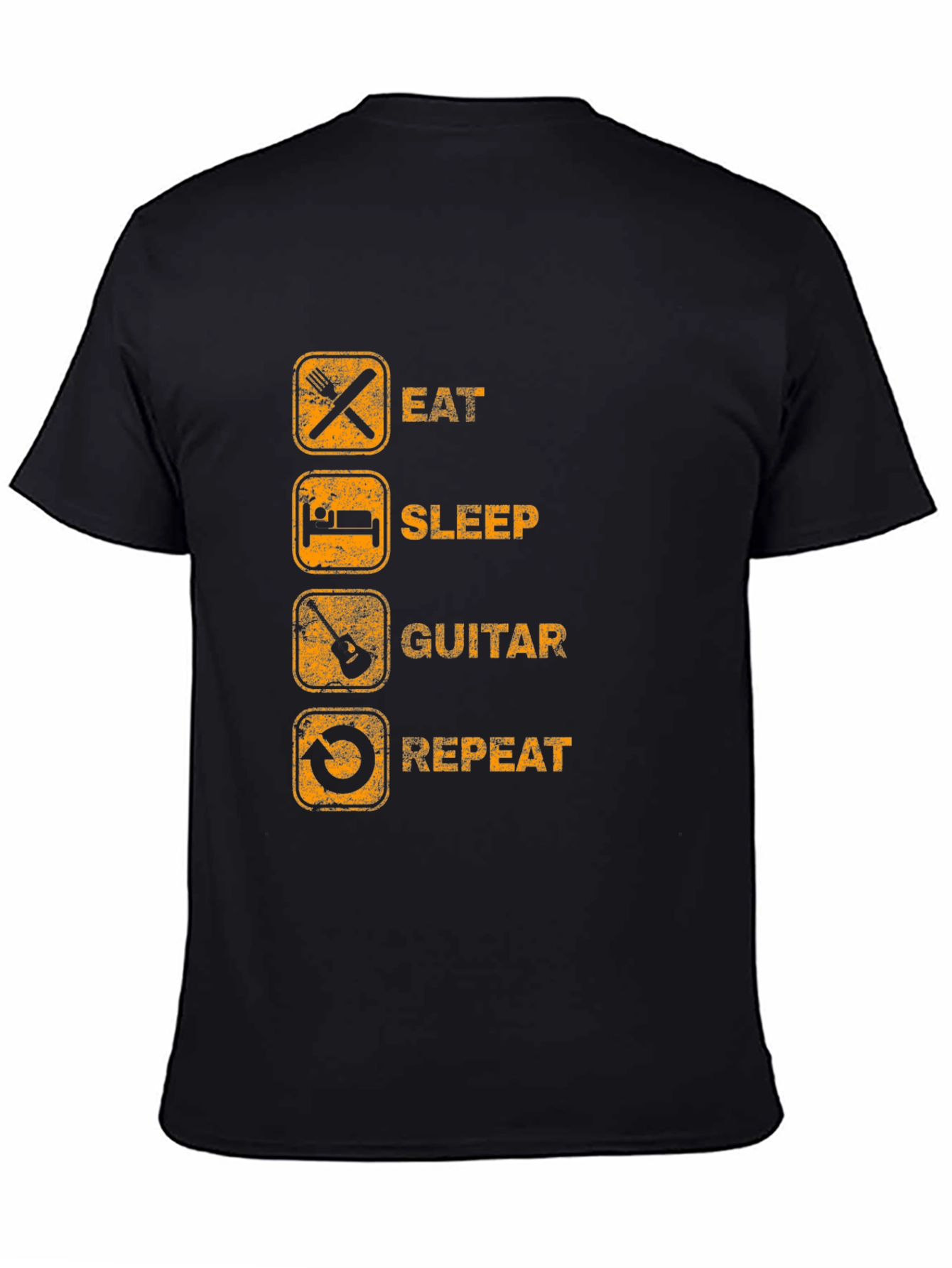 Eat Sleep Guitar Repeat Black Graphic Tee