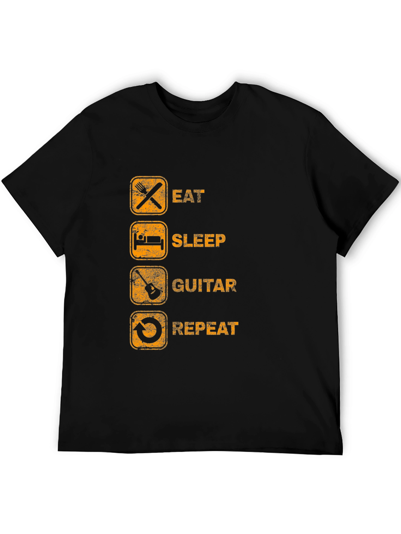Eat Sleep Guitar Repeat Black Graphic Tee