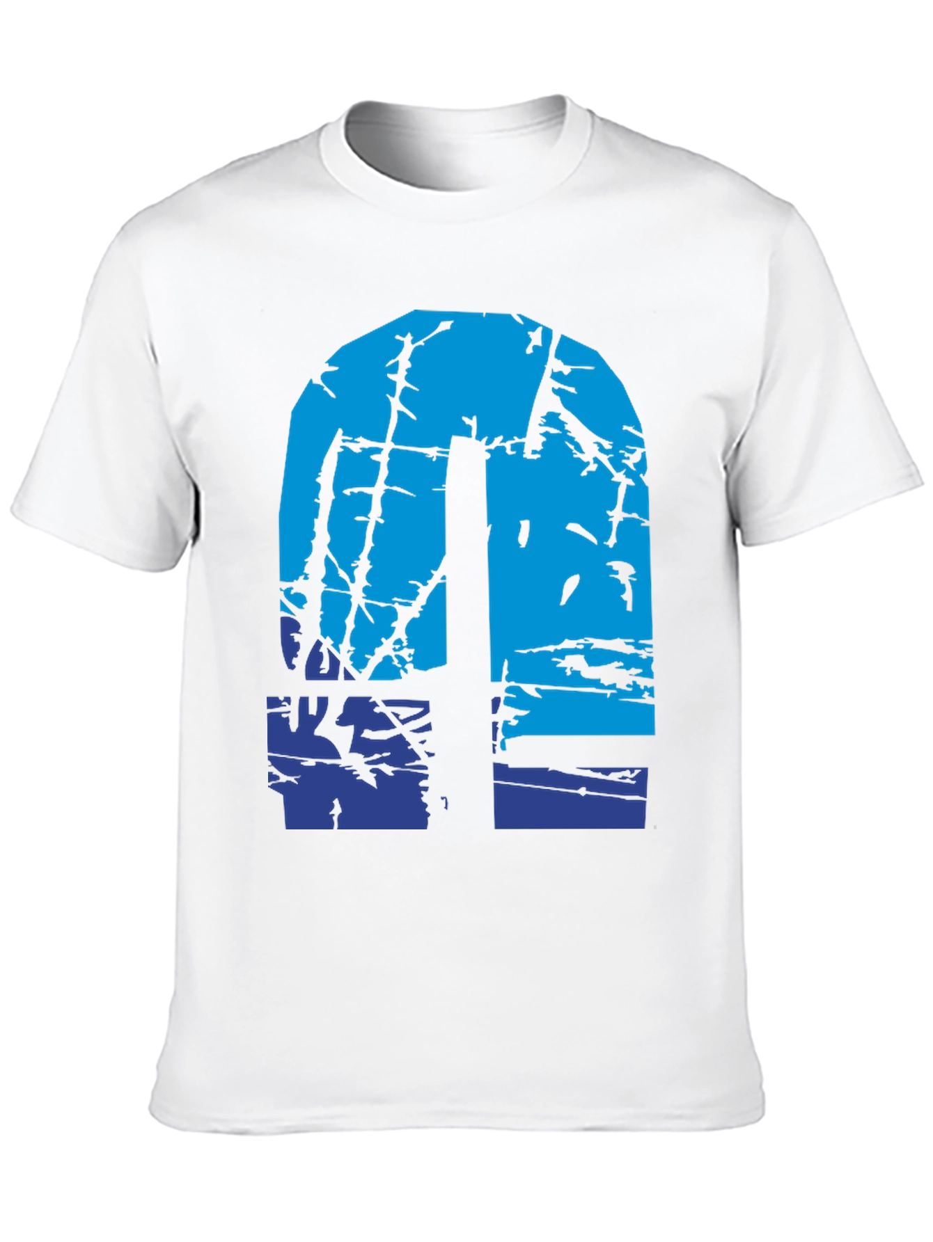 Abstract Blue Graphic Print Black T-Shirt