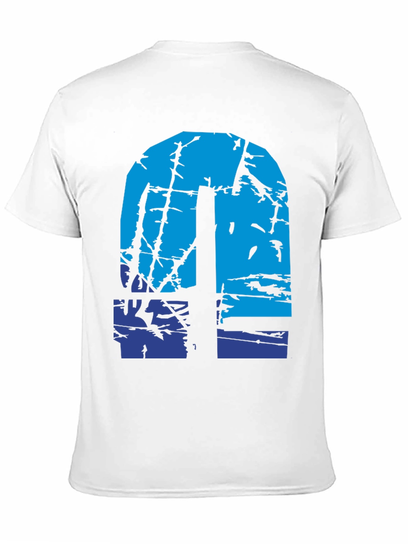 Abstract Blue Graphic Print Black T-Shirt