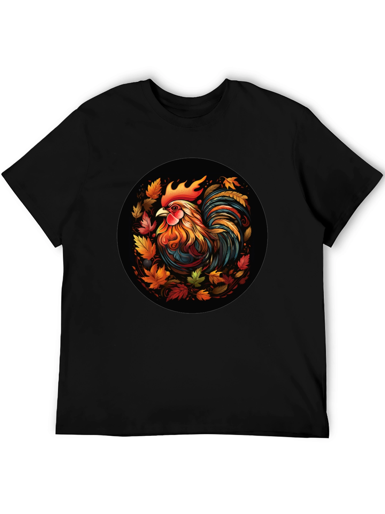 Autumn Rooster T-Shirt - Artistic Fall Design