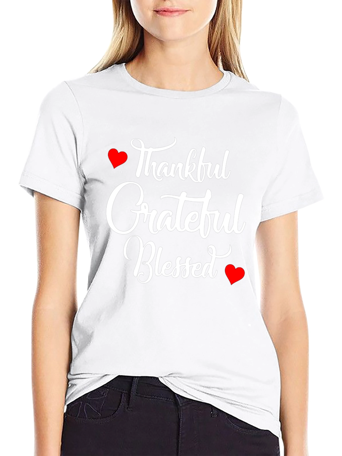 Thankful Grateful Blessed T-Shirt - Black