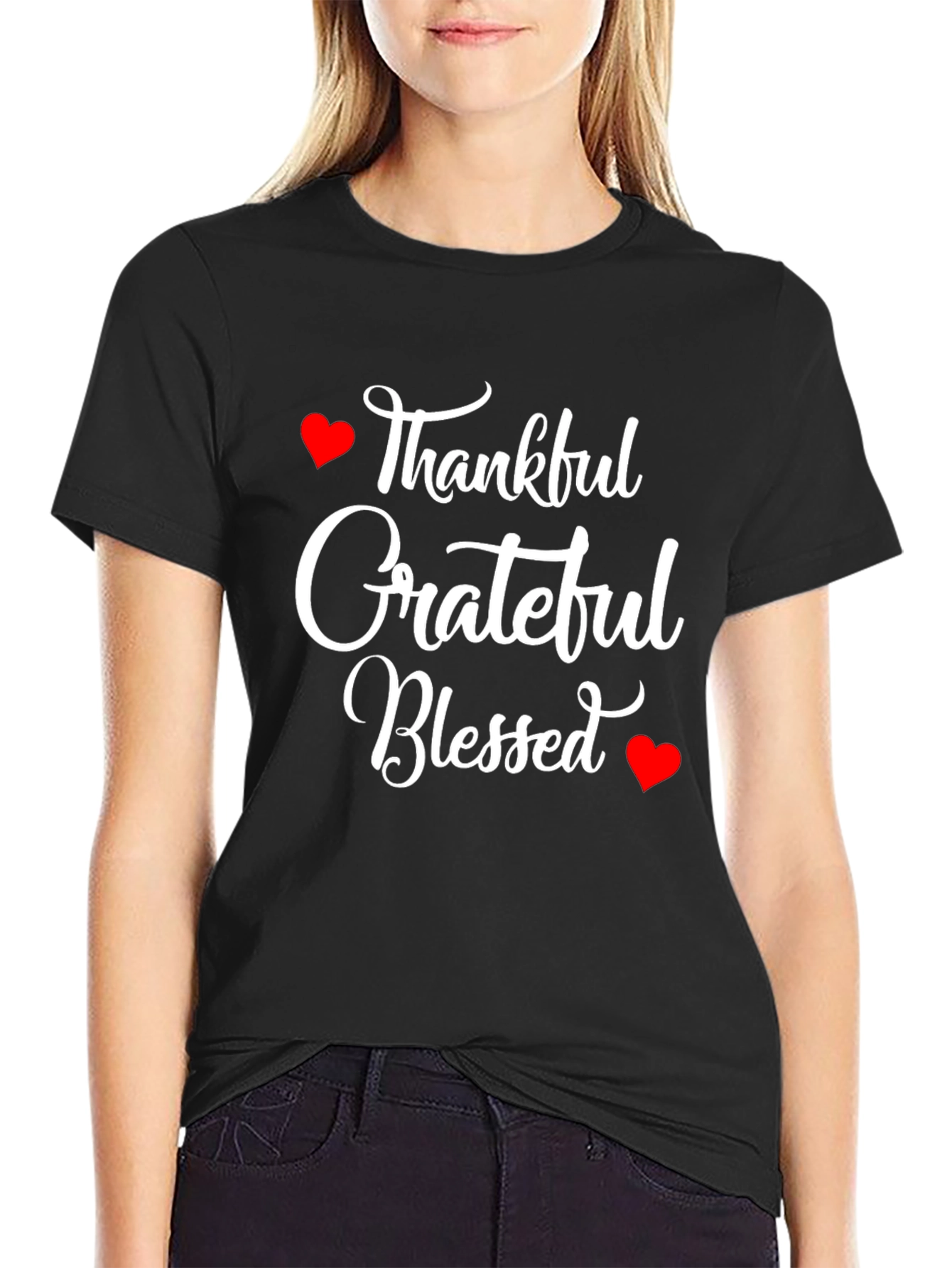 Thankful Grateful Blessed T-Shirt - Black