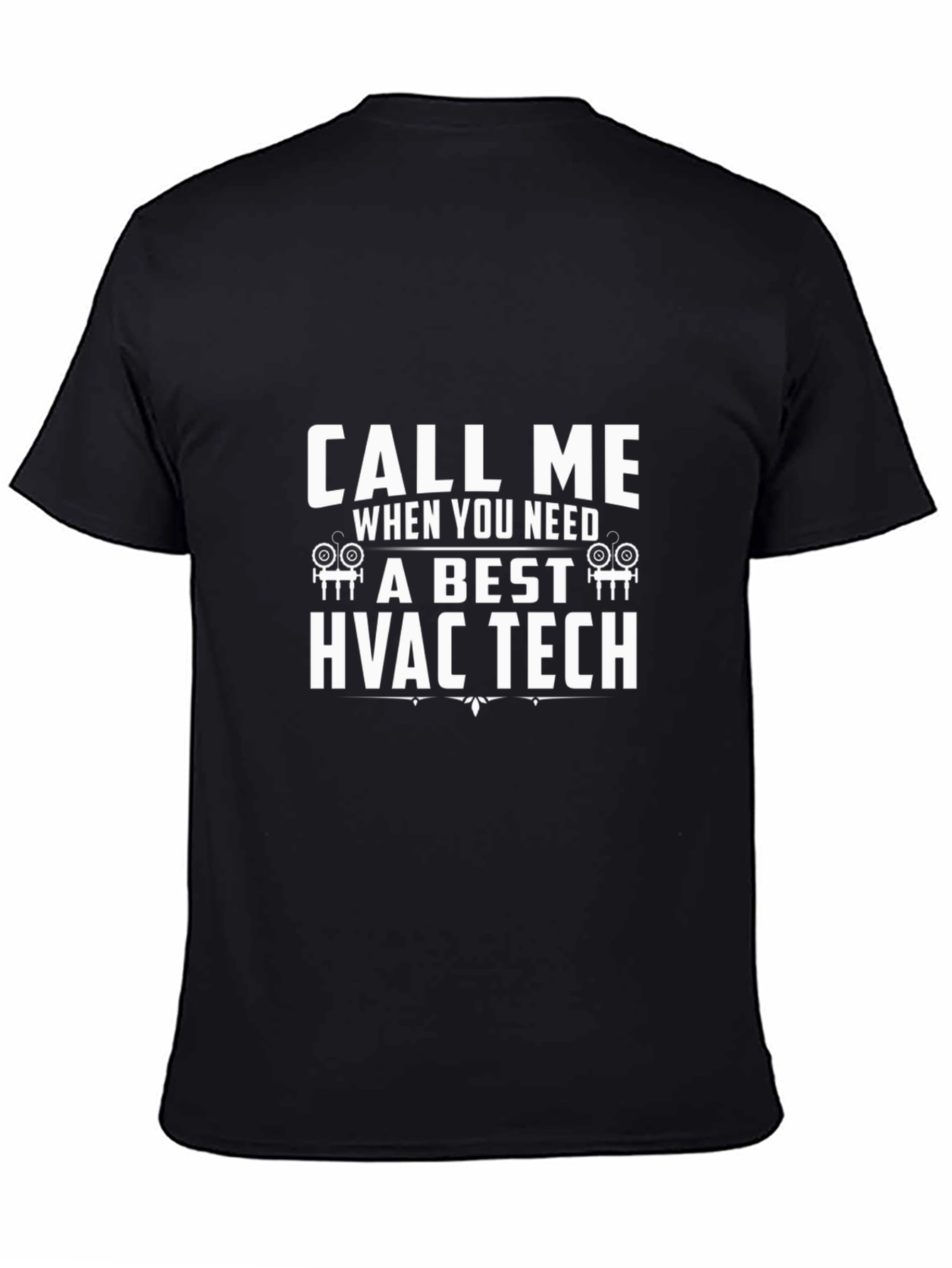 Call Me HVAC Tech Black Graphic T-Shirt