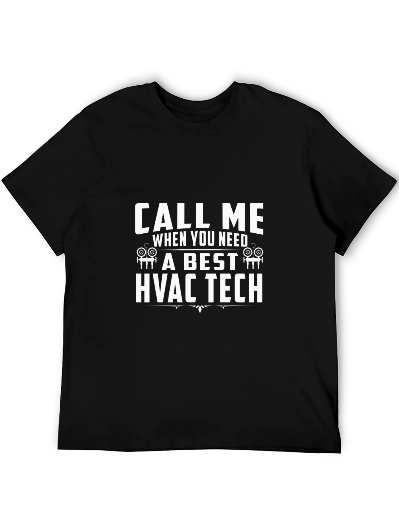 Call Me HVAC Tech Black Graphic T-Shirt