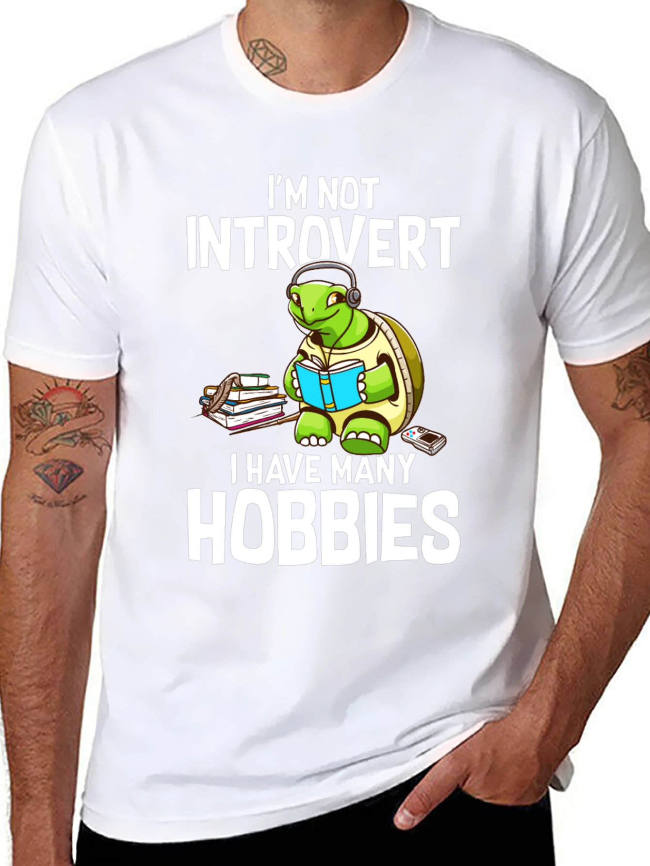 Introvert Hobbies Turtle Graphic T-Shirt