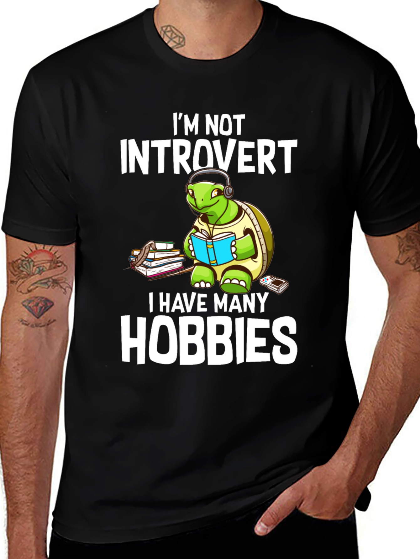 Introvert Hobbies Turtle Graphic T-Shirt