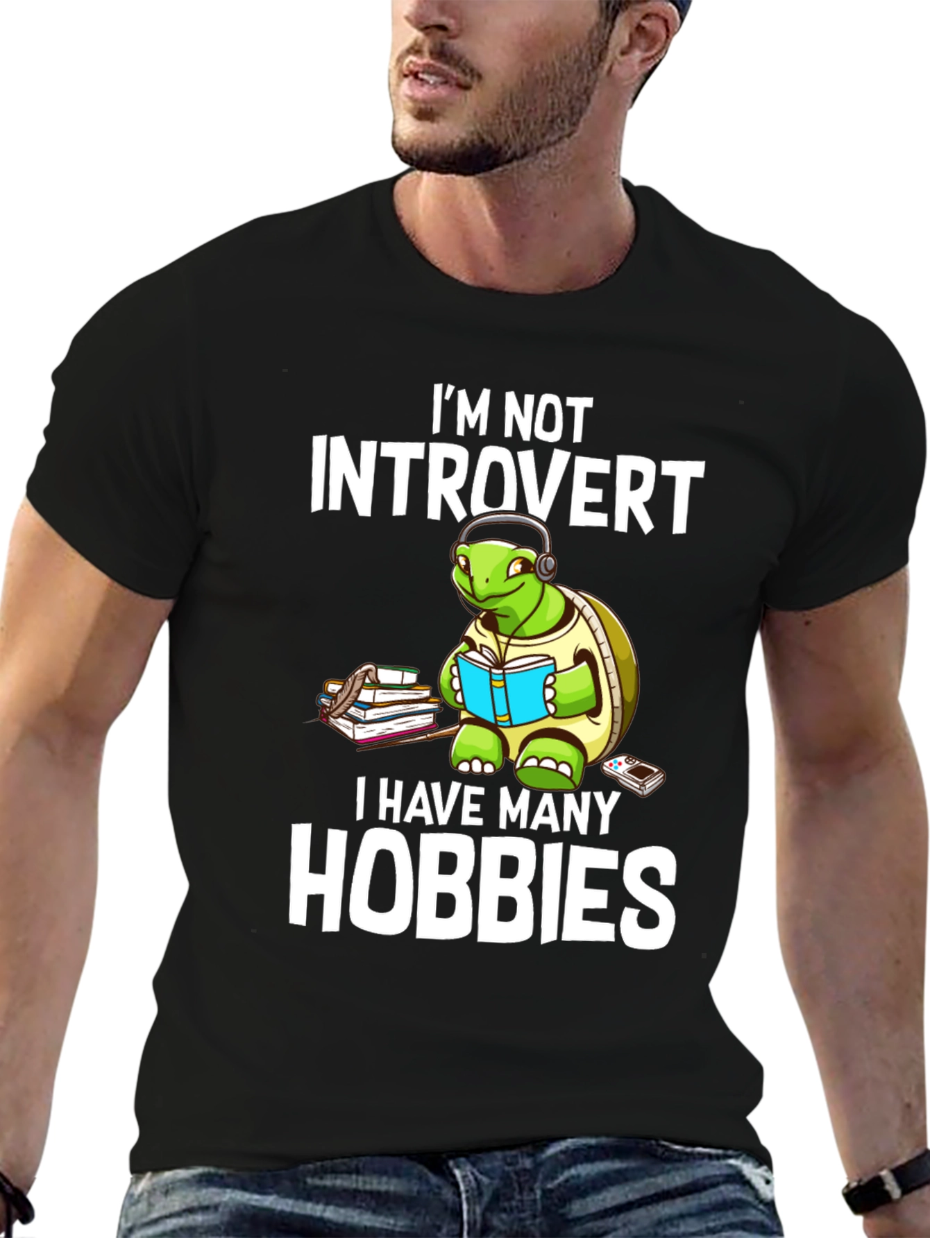 Introvert Hobbies Turtle Graphic T-Shirt