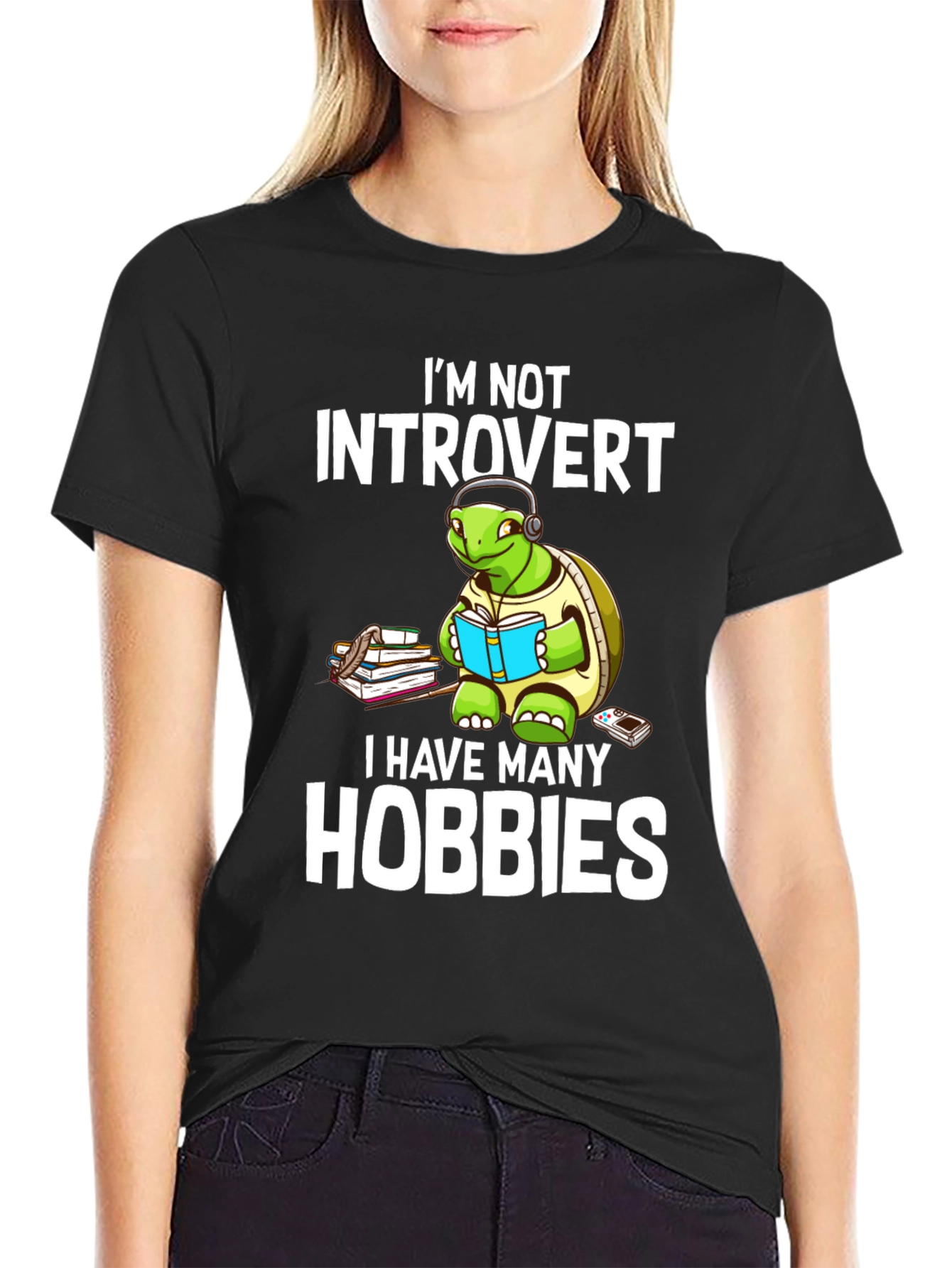 Introvert Hobbies Turtle Graphic T-Shirt